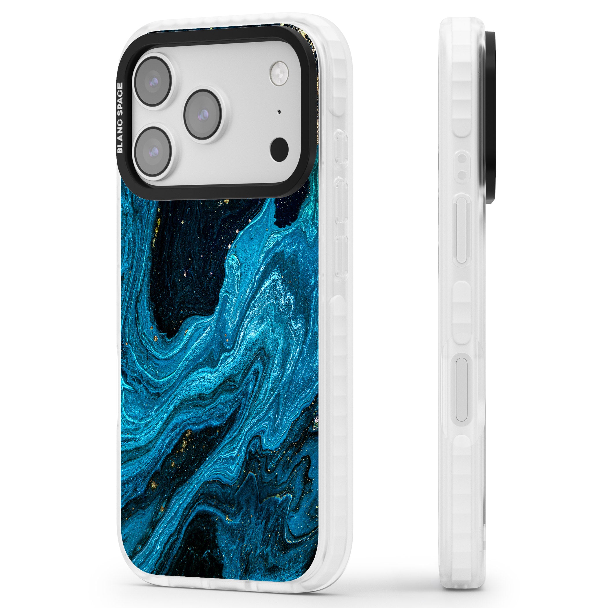 Saphire Lagoon iPhone 17 Pro Impact Clear Phone Case Side Profile