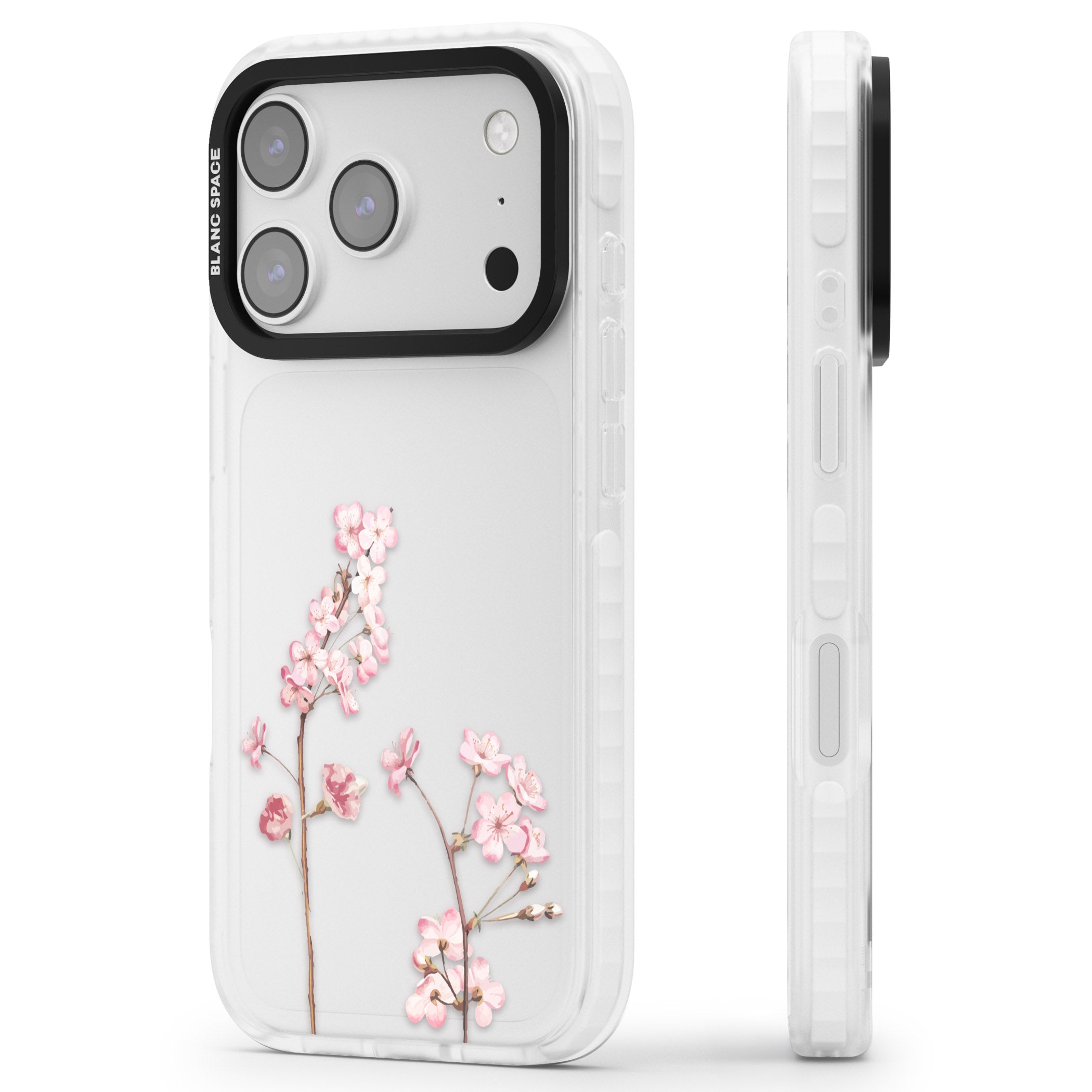 Blossom Flower iPhone 17 Pro Impact Clear Phone Case Side Profile