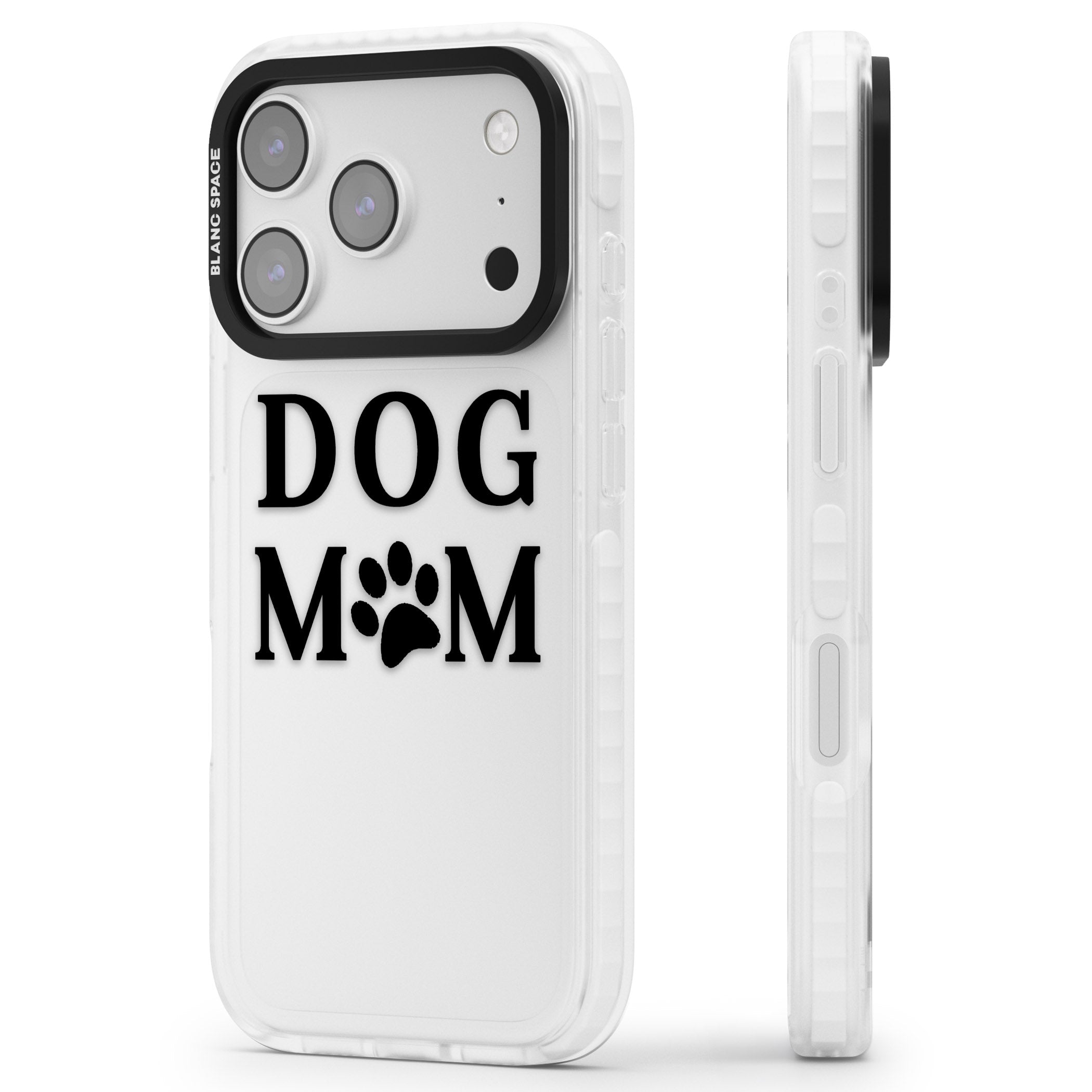Dog Mom iPhone 17 Pro Impact Clear Phone Case Side Profile