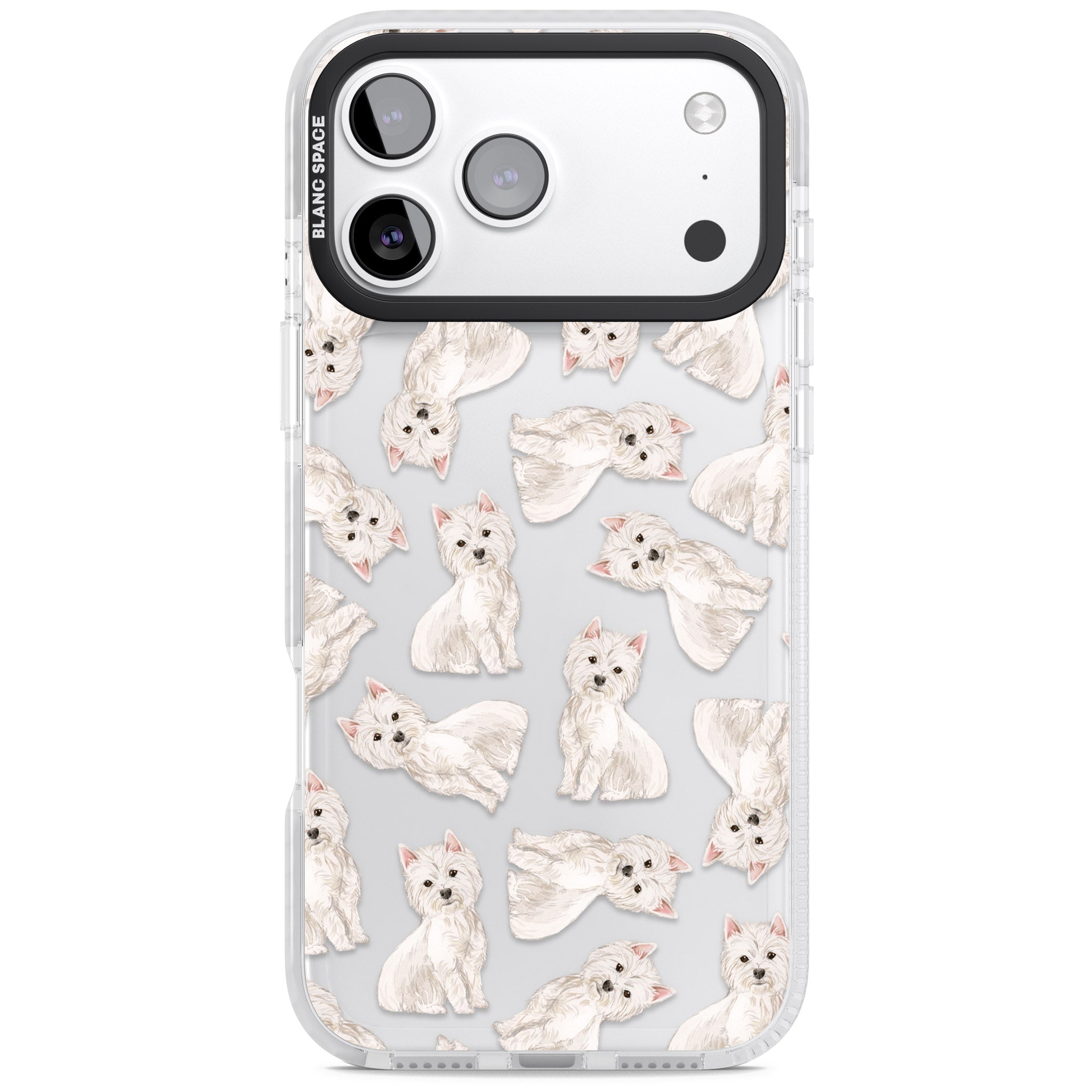 Westie Dog Pattern iPhone 17 Pro Impact Clear Phone Case