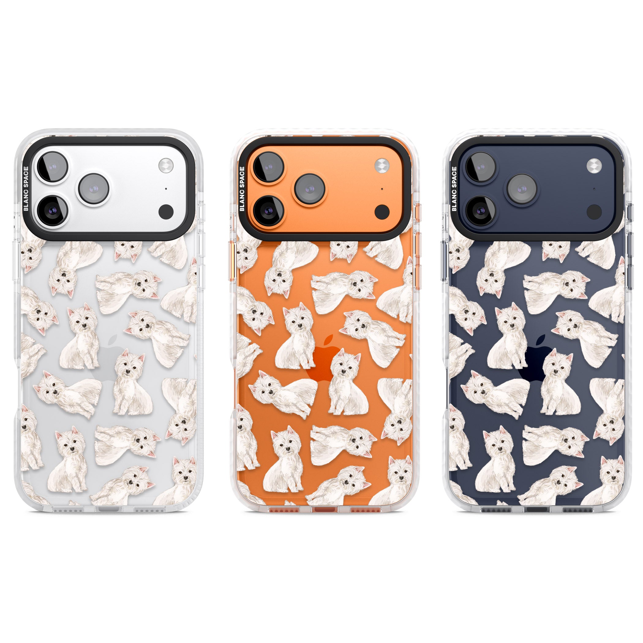 Westie Dog Pattern iPhone 17 Pro Impact Clear Phone Case APT Impact Protection