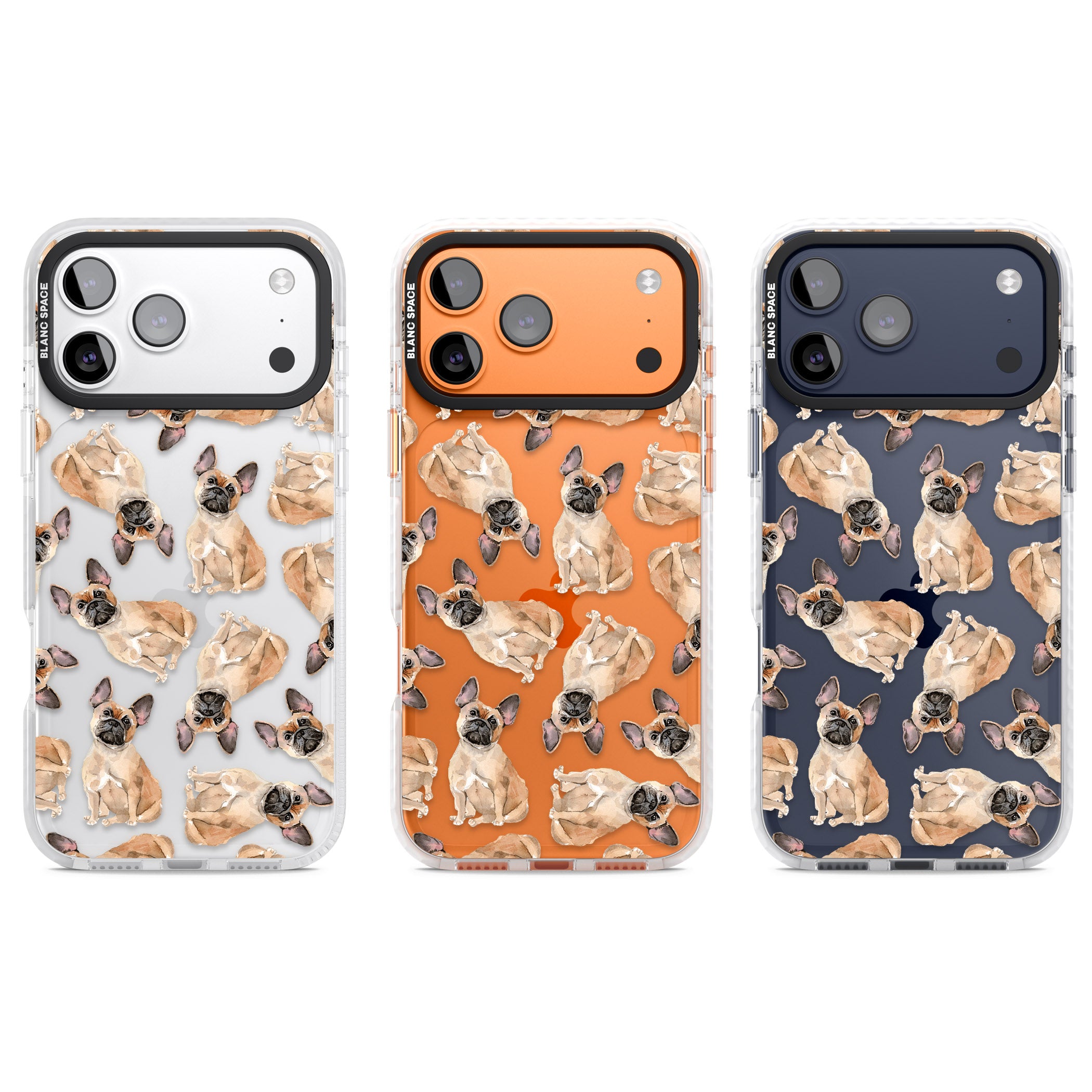 French Bulldog Watercolour Pattern iPhone 17 Pro Impact Clear Phone Case APT Impact Protection