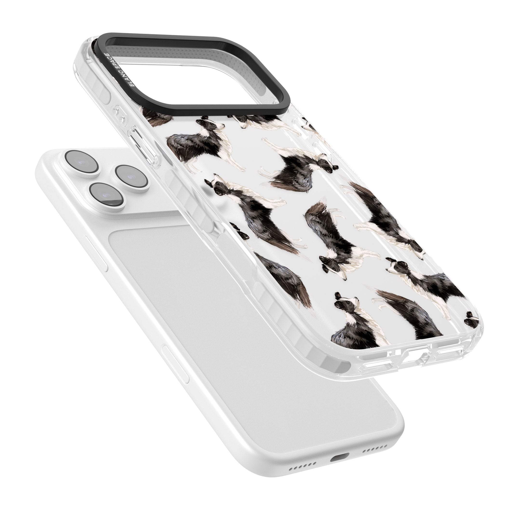 Border Collie Pattern Watercolour iPhone 17 Pro Impact Clear Phone Case Colours