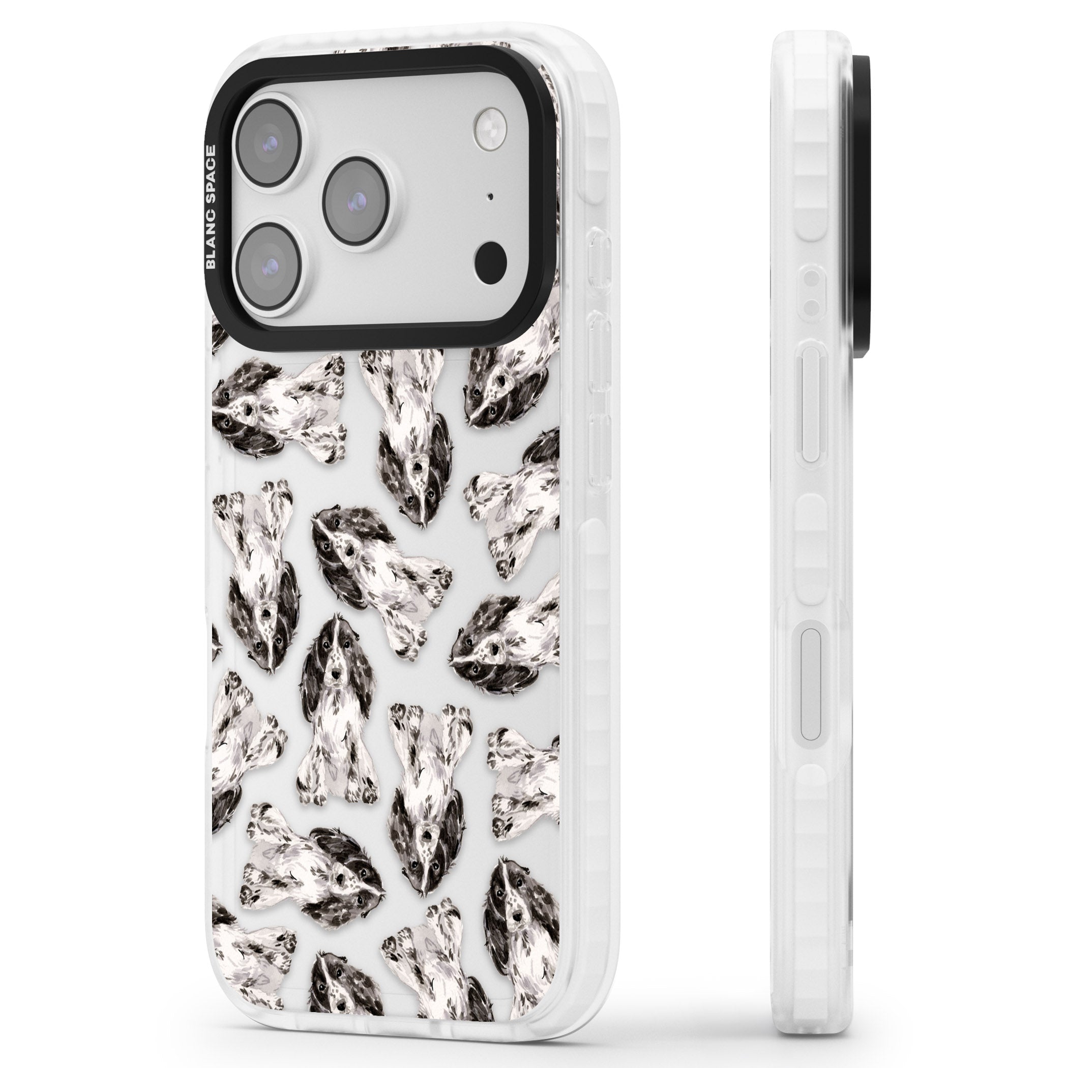 Cocker Spaniel Watercolor Elegance iPhone 17 Pro Impact Clear Phone Case Side Profile