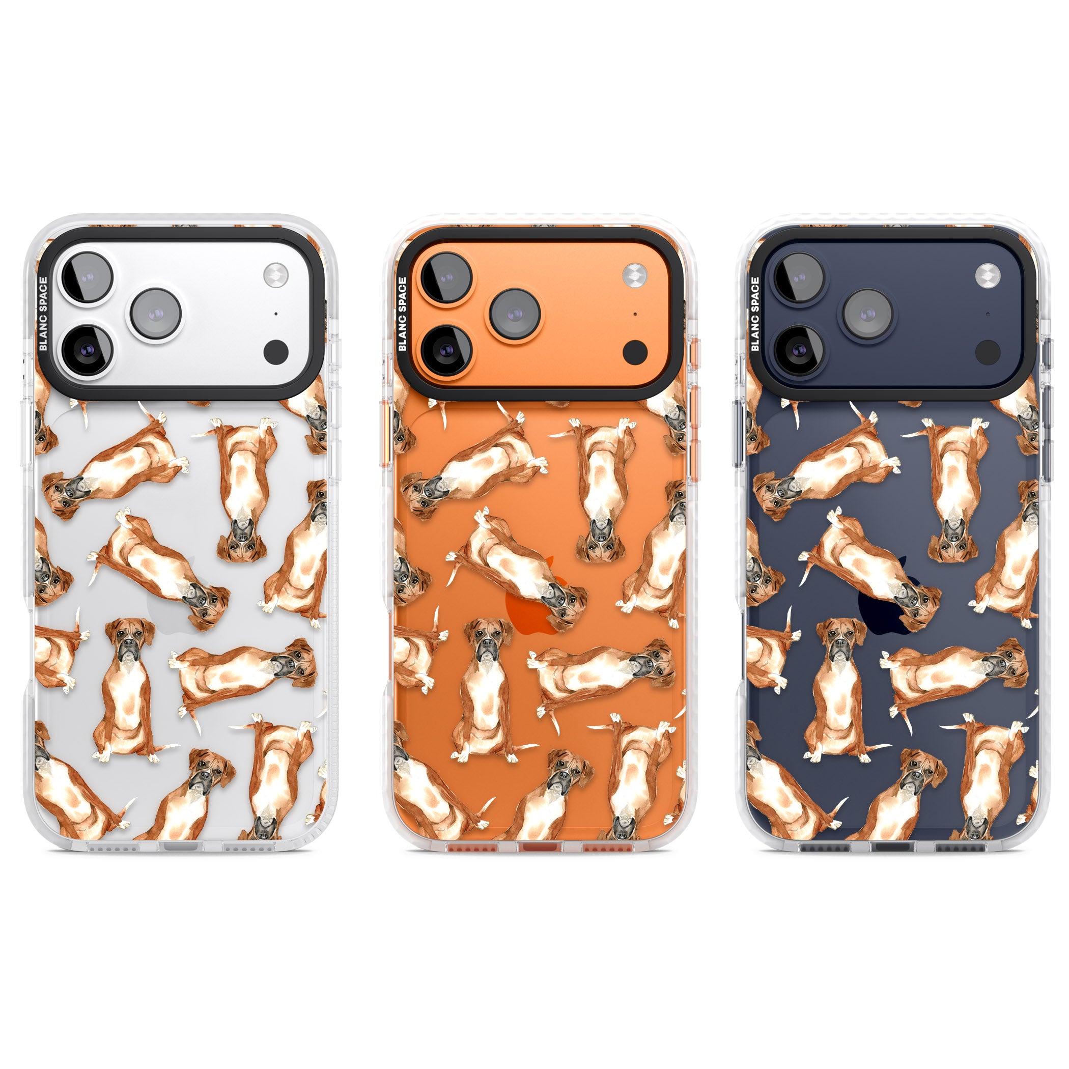 Boxer Watercolor Dog Pattern iPhone 17 Pro Impact Clear Phone Case APT Impact Protection