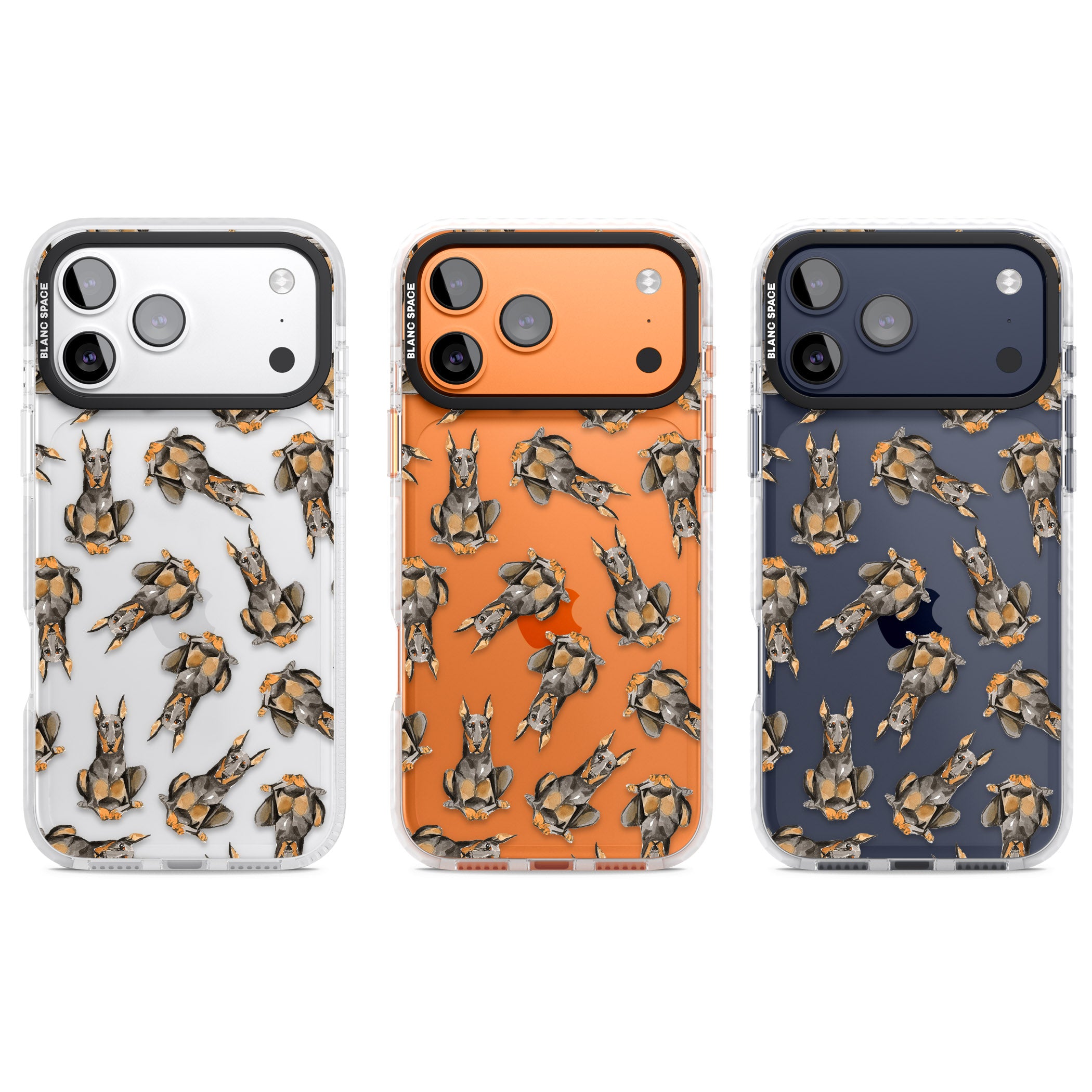 Doberman Watercolor Dog iPhone 17 Pro Impact Clear Phone Case APT Impact Protection