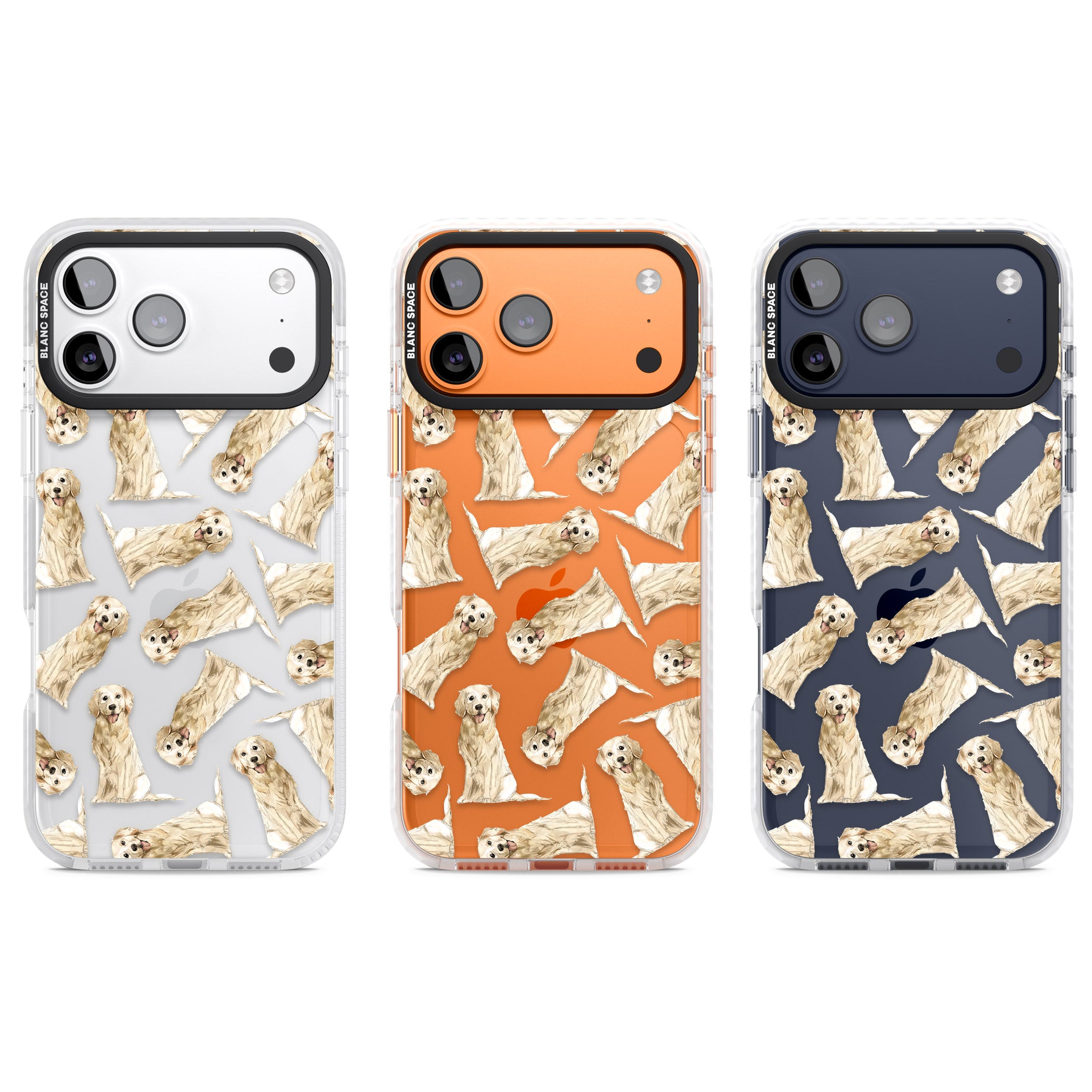 Golden Retriever Watercolor Pattern iPhone 17 Pro Impact Clear Phone Case APT Impact Protection