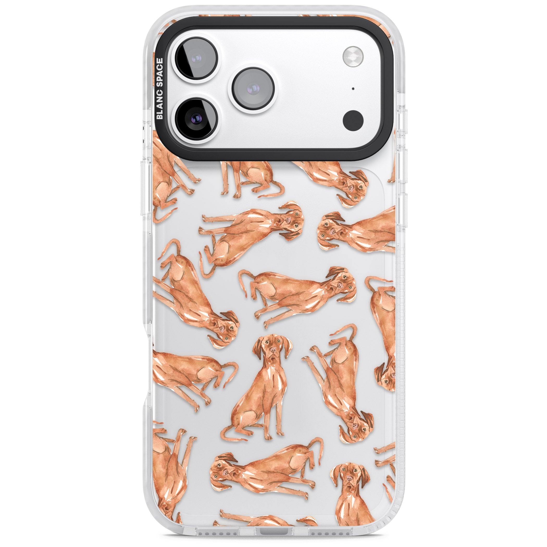 Hungarian Vizsla Watercolor Pattern iPhone 17 Pro Impact Clear Phone Case