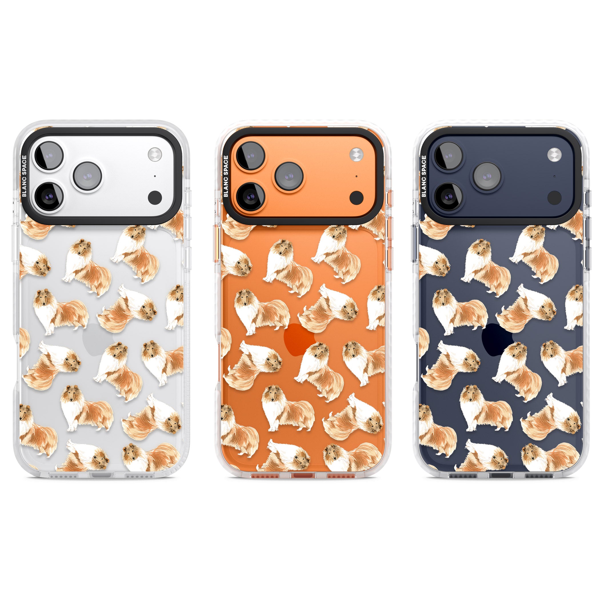 Collie Watercolor iPhone 17 Pro Impact Clear Phone Case APT Impact Protection