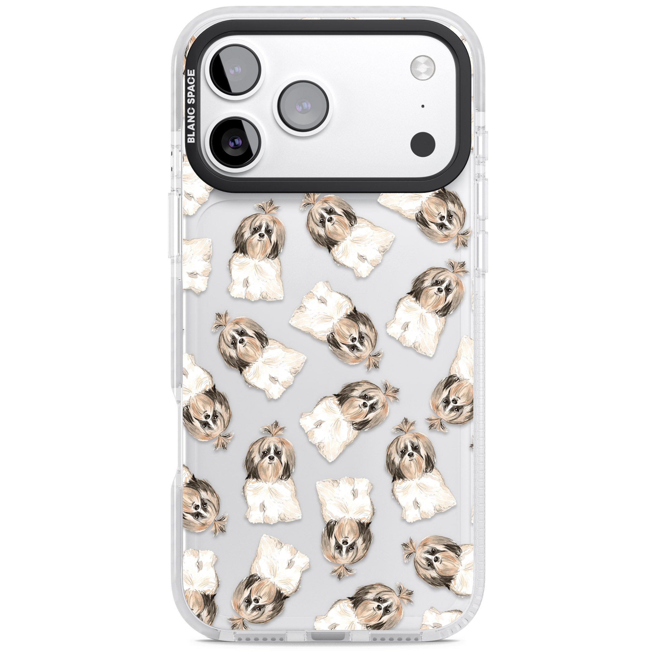 Shih Tzu Pattern Long Hair iPhone 17 Pro Max Impact Clear Phone Case