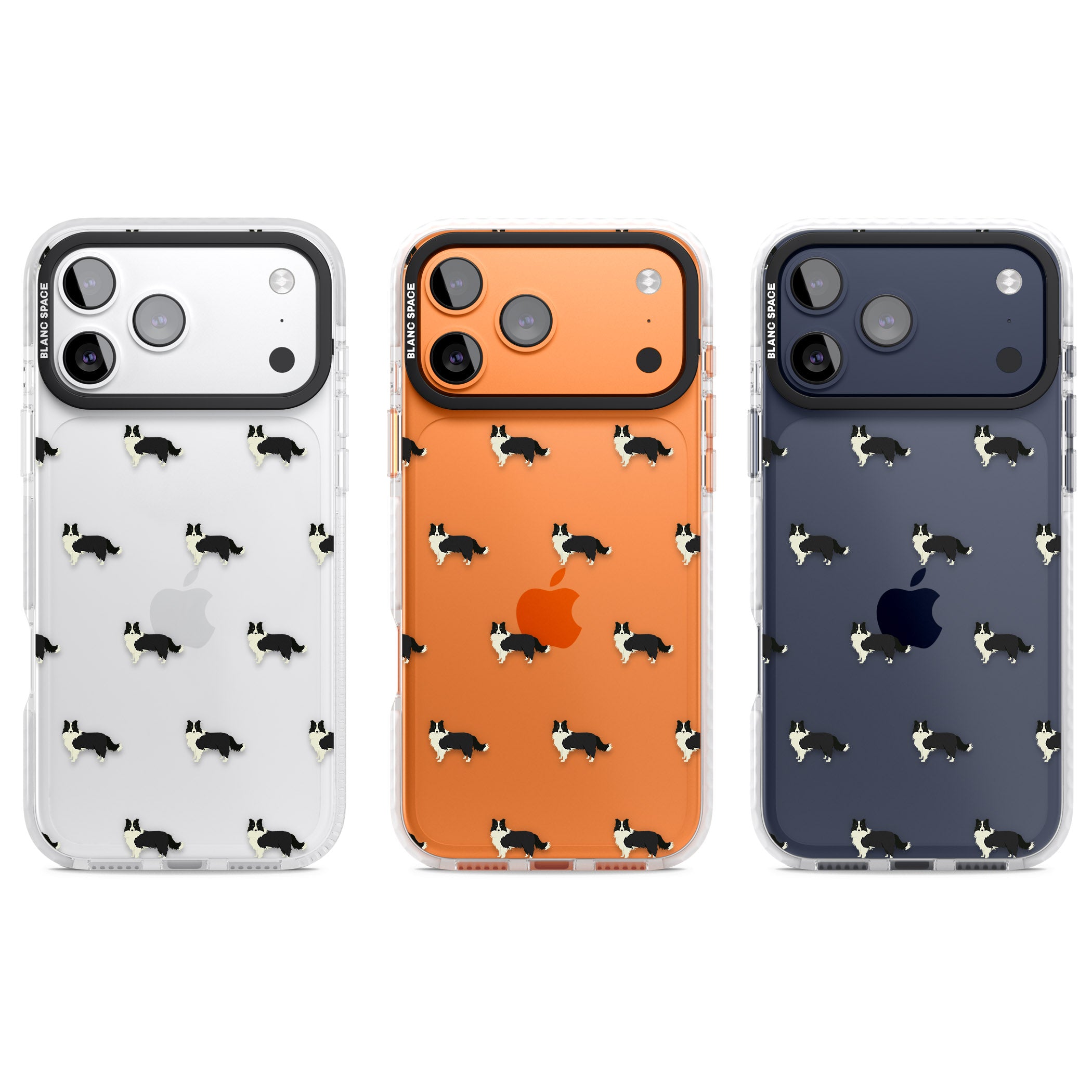 Border Collie Pattern Clear iPhone 17 Pro Impact Clear Phone Case APT Impact Protection