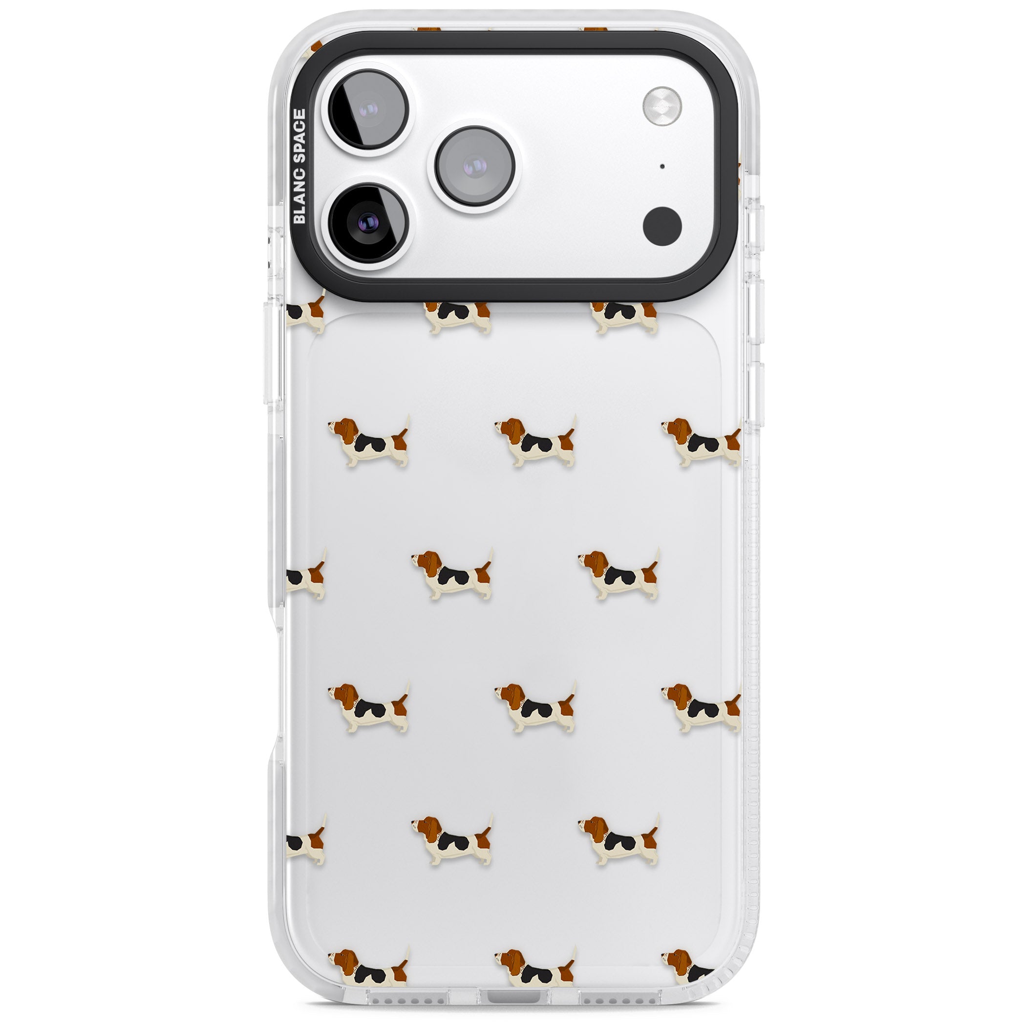 Basset Hound Pattern iPhone 17 Pro Impact Clear Phone Case
