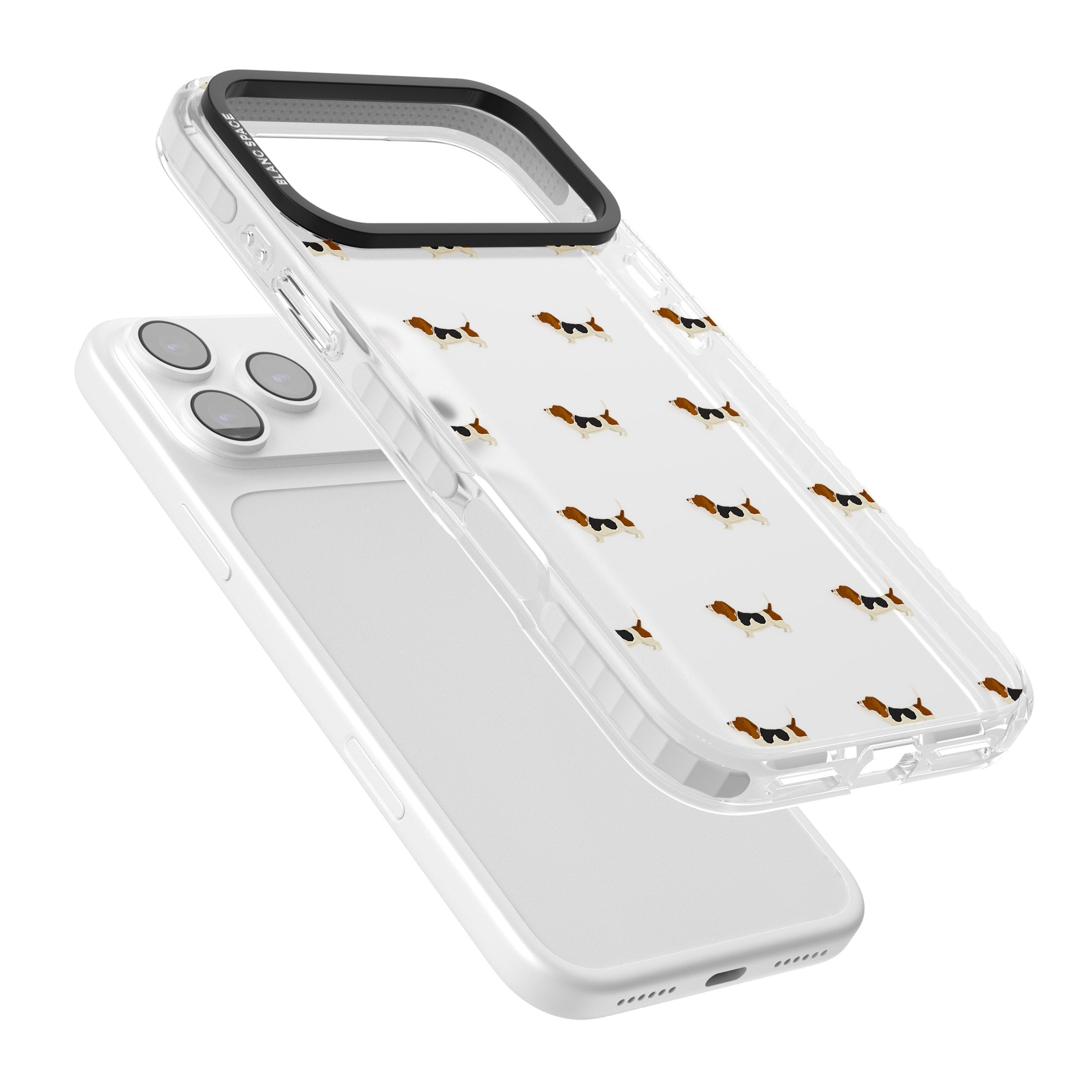 Basset Hound Pattern iPhone 17 Pro Impact Clear Phone Case Colours