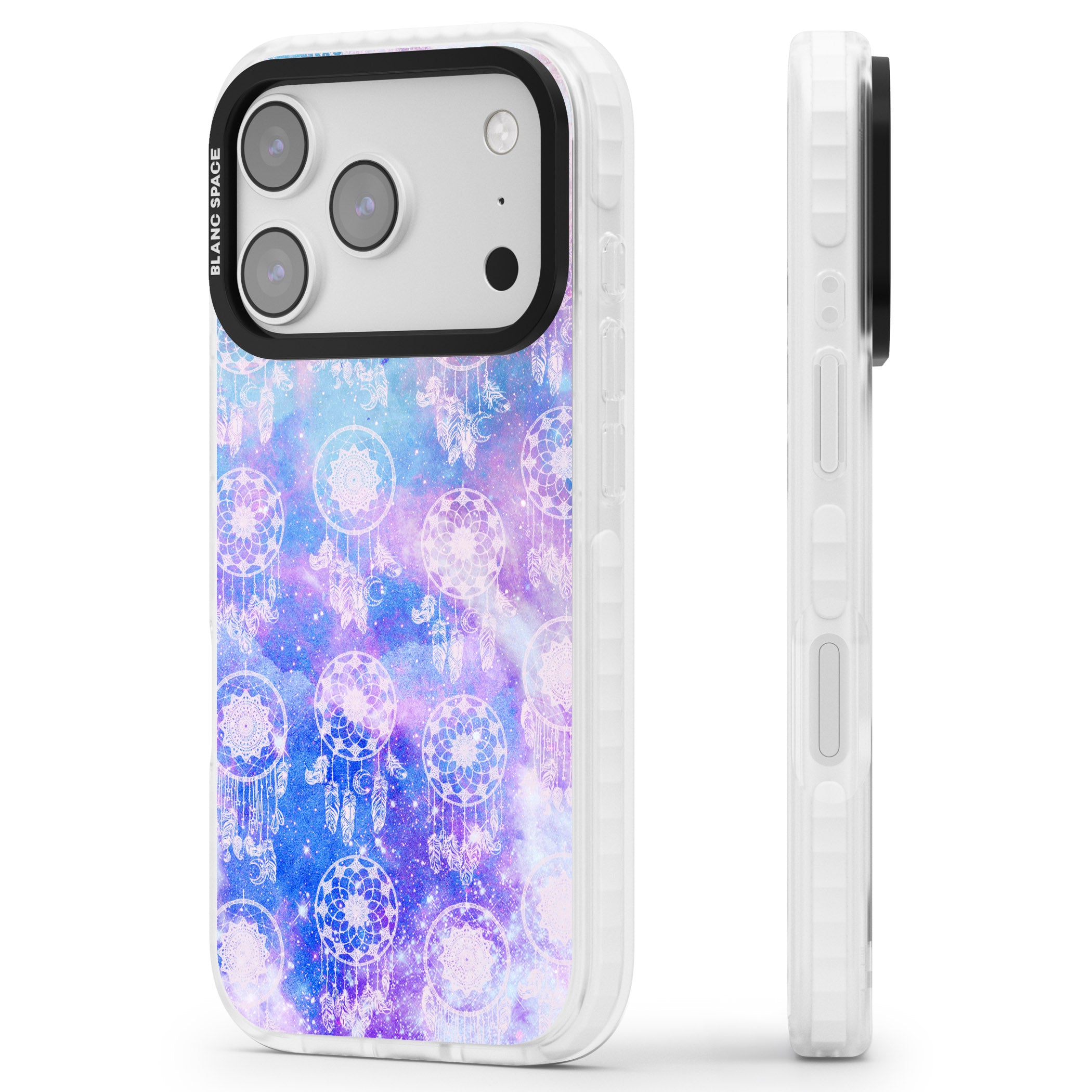 Dreamcatcher Galaxy Tie Dye iPhone 17 Pro Max Impact Clear Phone Case Side Profile