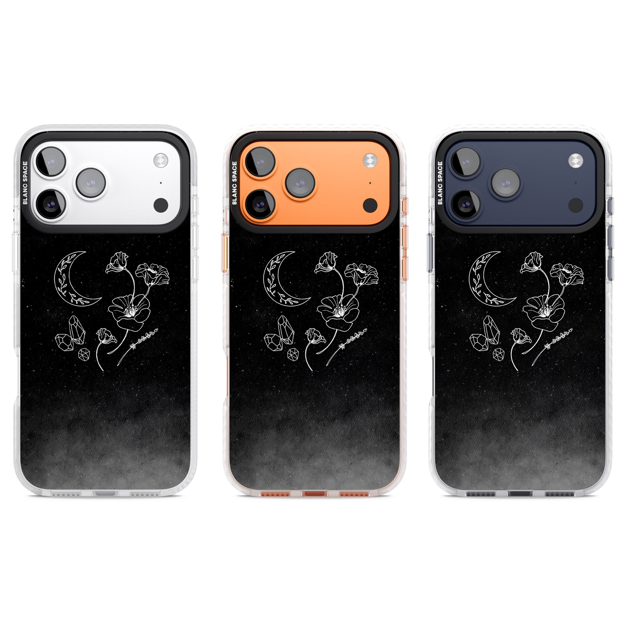 Midnight Moon Botanic iPhone 17 Pro Impact Clear Phone Case APT Impact Protection