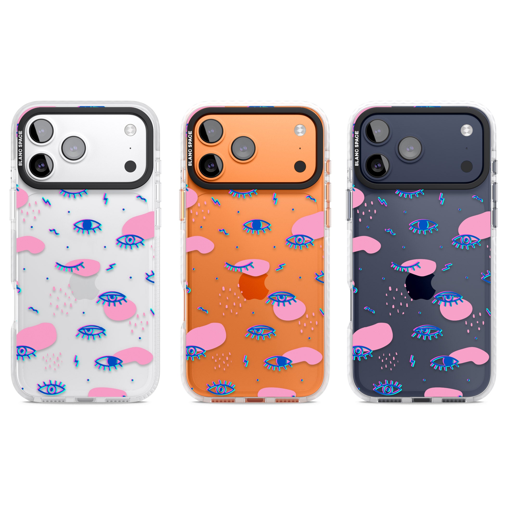 Pink Eye Pattern iPhone 17 Pro Impact Clear Phone Case APT Impact Protection