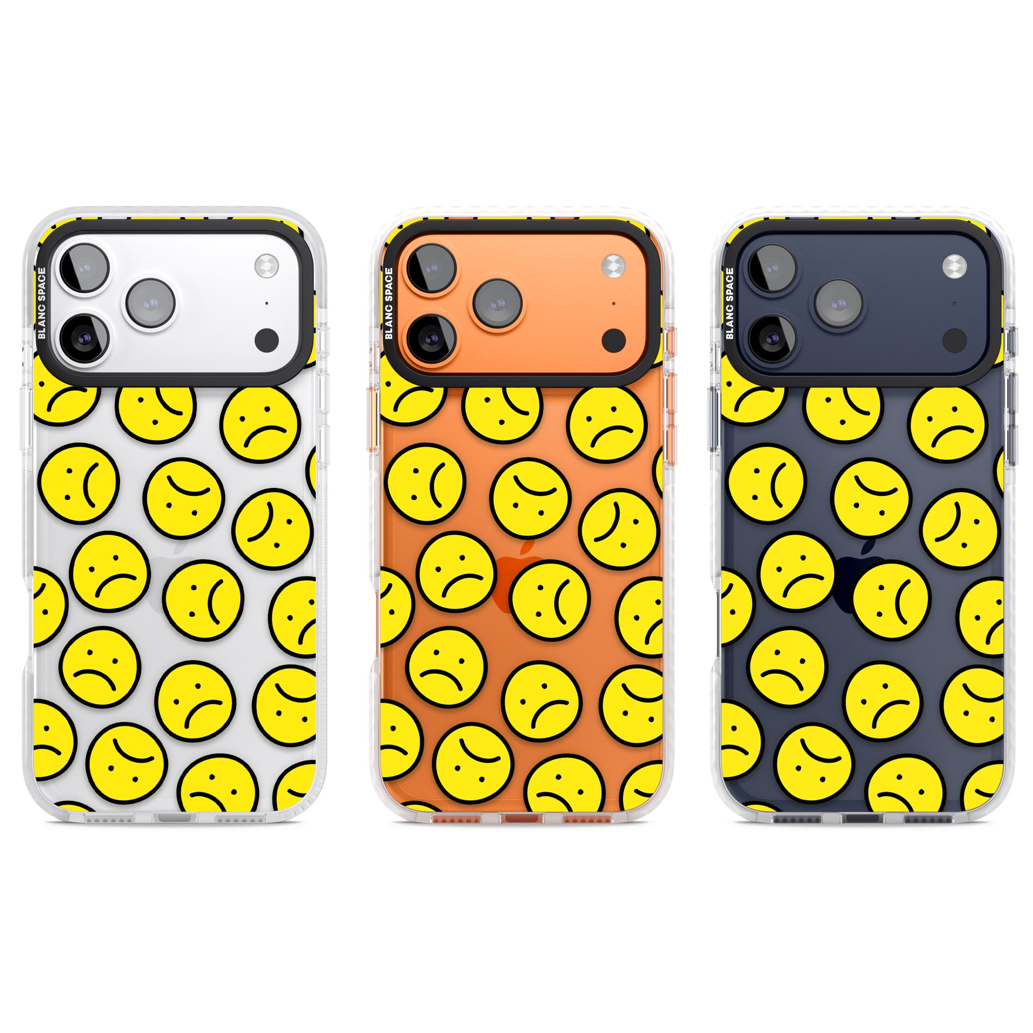 Sad Face Clear Pattern iPhone 17 Pro Impact Clear Phone Case APT Impact Protection