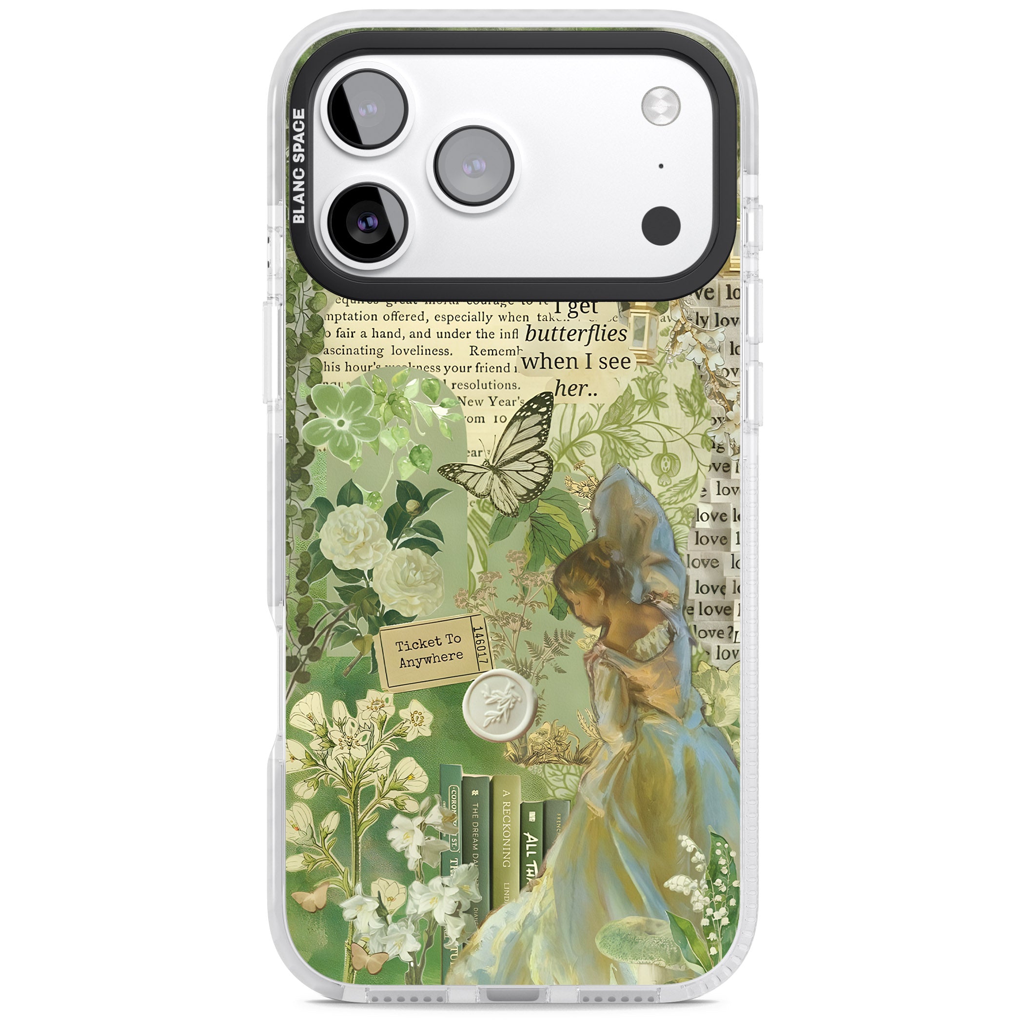 Vintage Green Fairy iPhone 17 Pro Impact Clear Phone Case