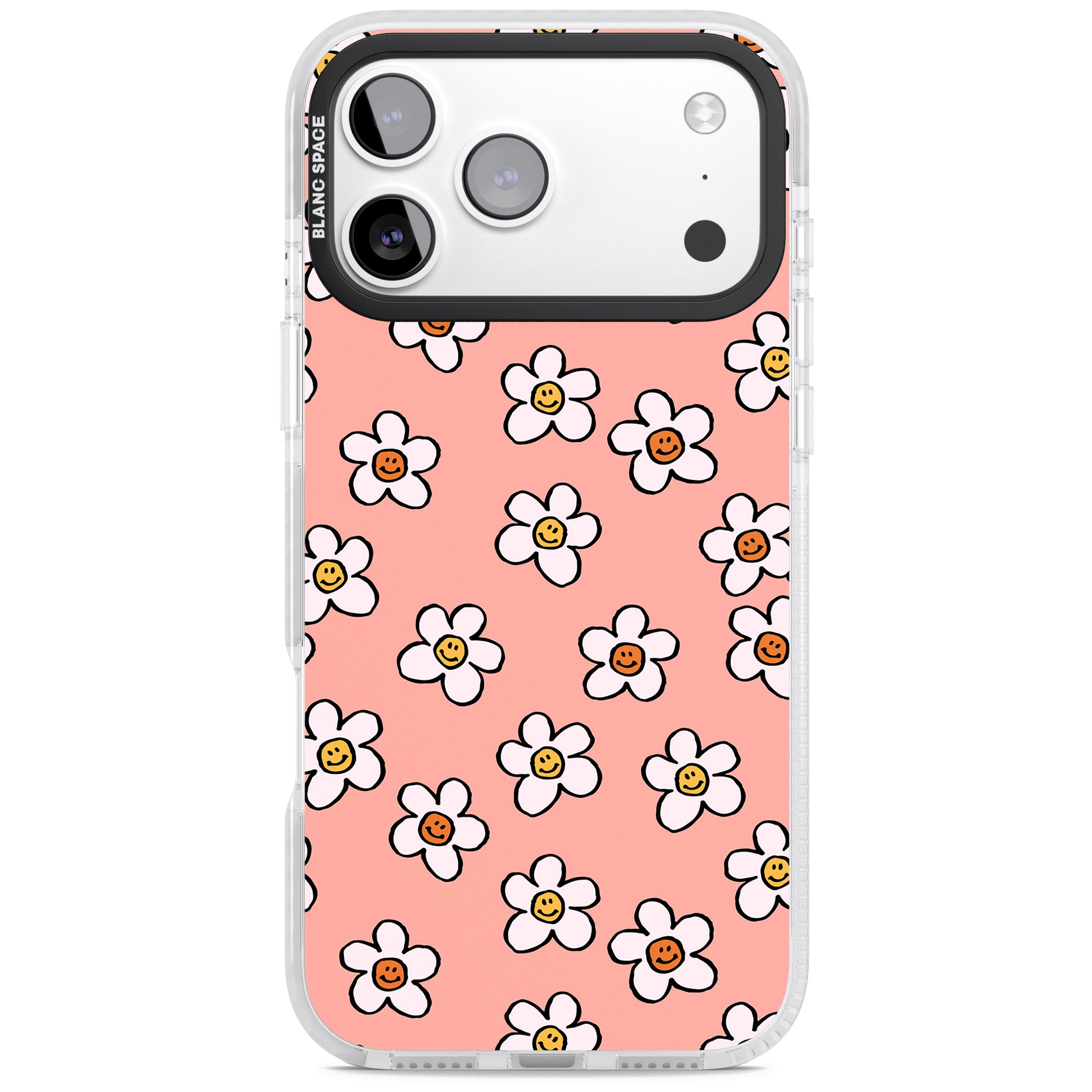 Peachy Daisy Smiles iPhone 17 Pro Impact Clear Phone Case