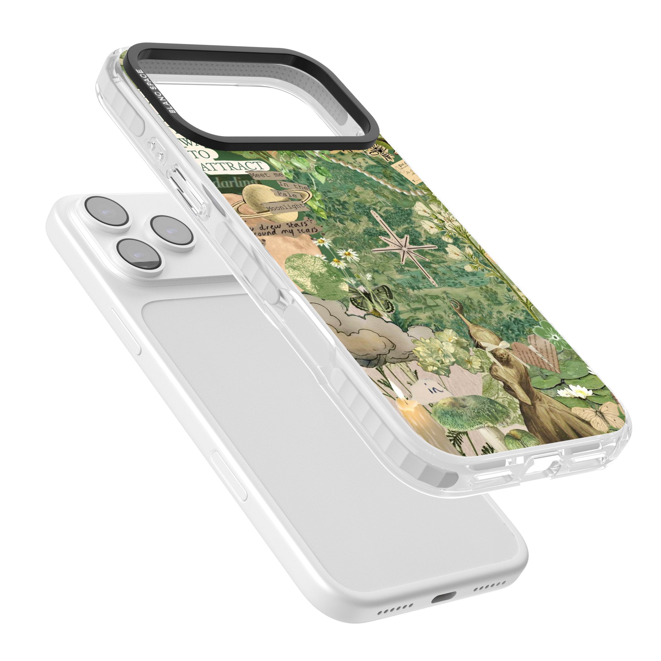 Green Vintage Collage iPhone 17 Pro Impact Clear Phone Case Colours