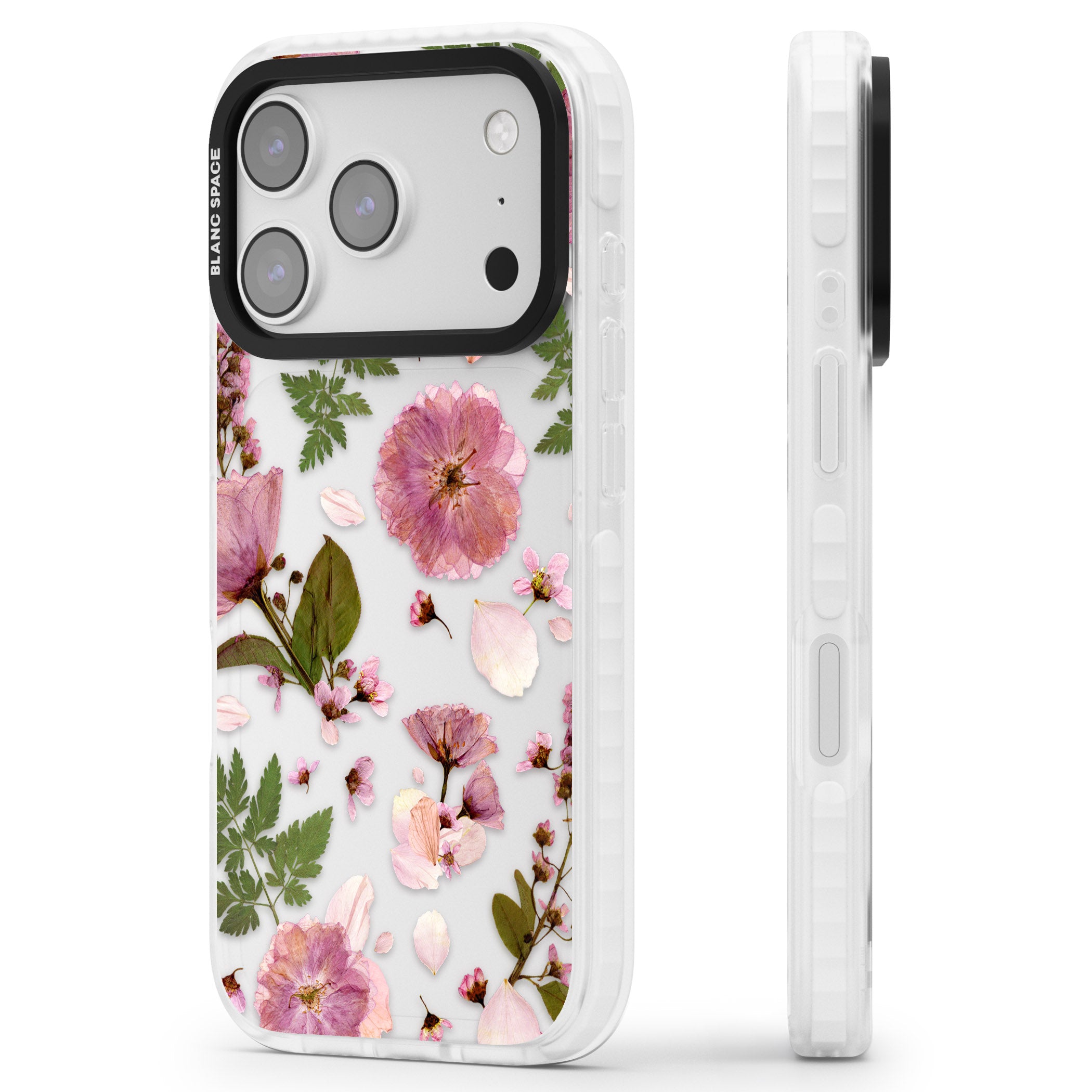Blossom Bouquet iPhone 17 Pro Impact Clear Phone Case Side Profile