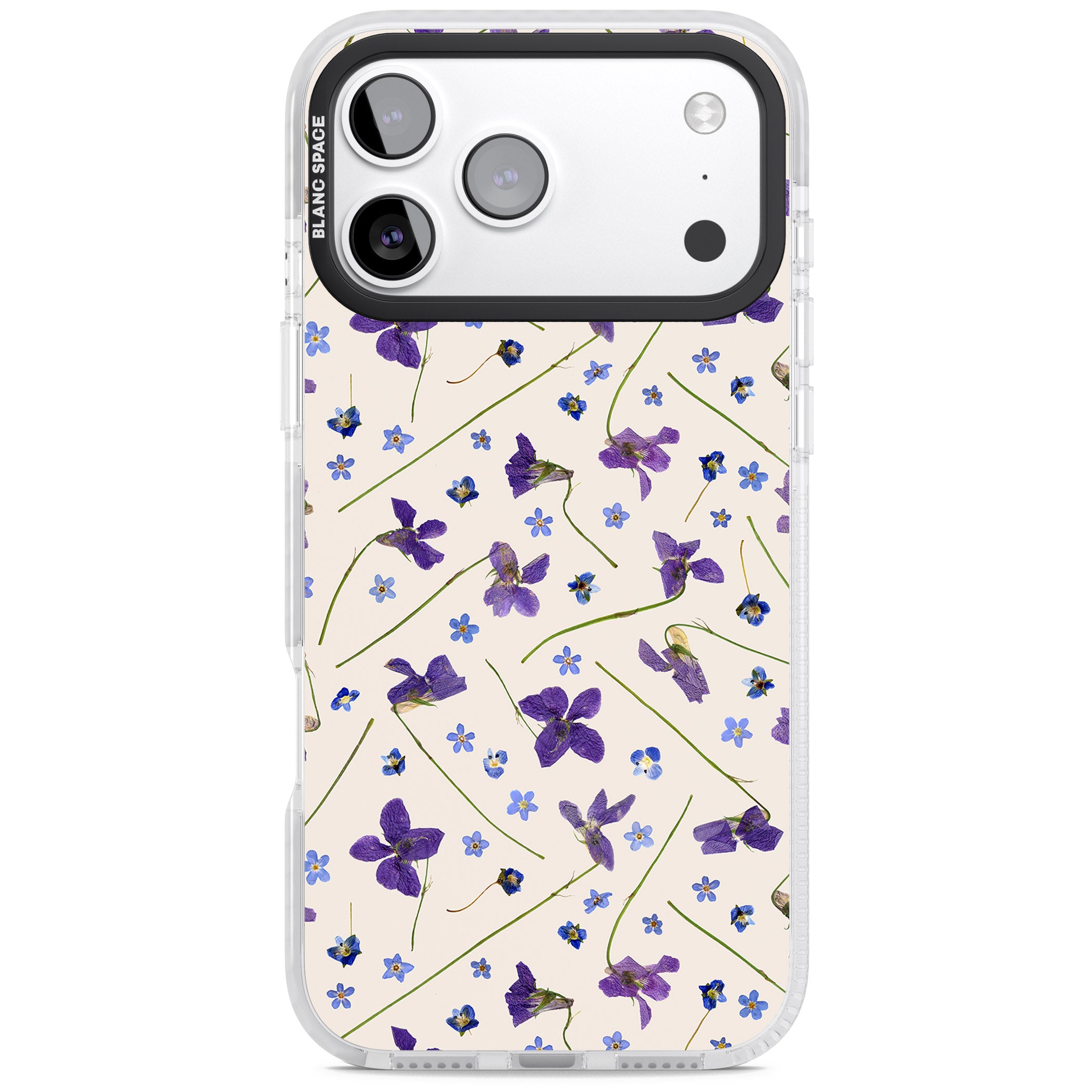 Violet Floral Dream Cream iPhone 17 Pro Impact Clear Phone Case