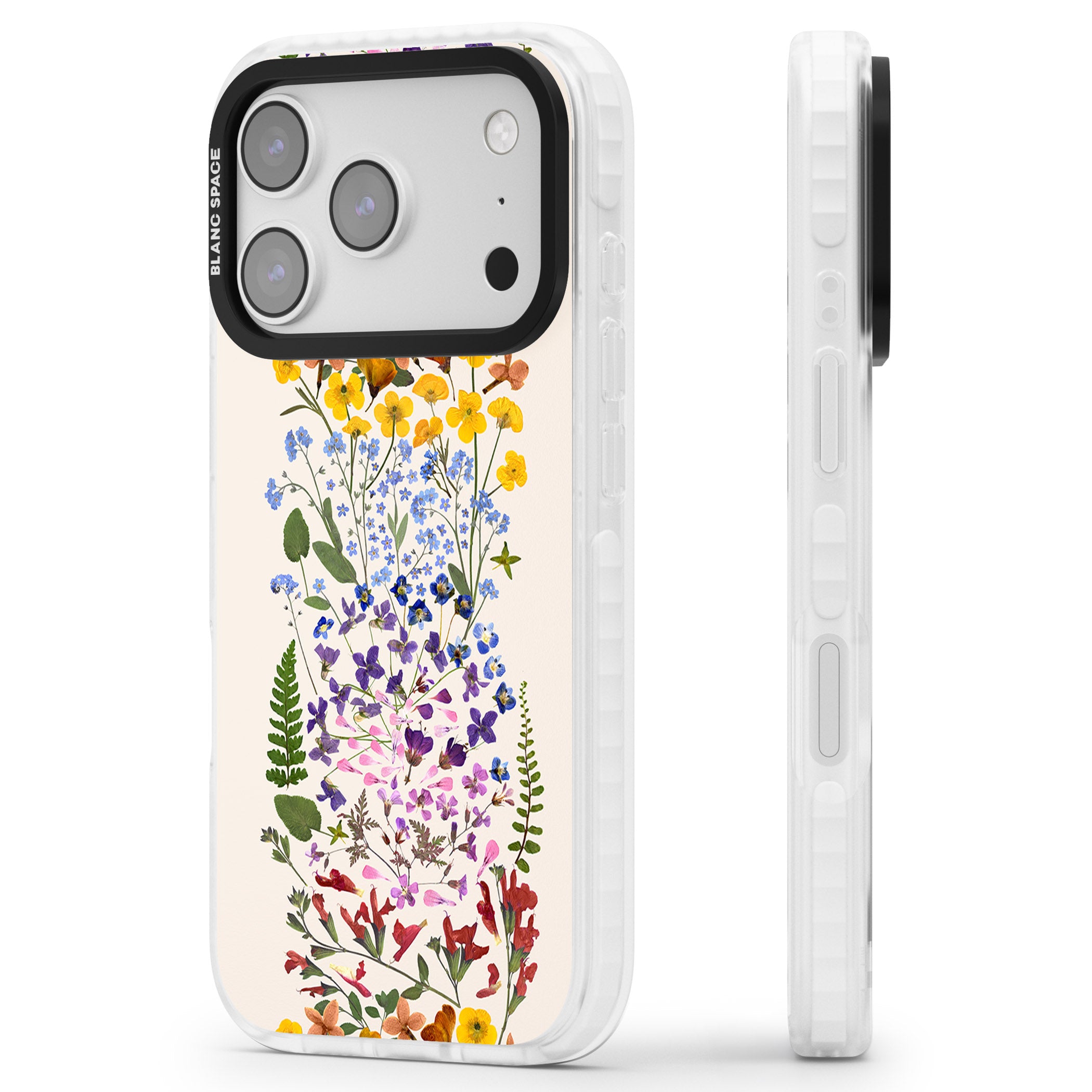 Cream Wildflower iPhone 17 Pro Impact Clear Phone Case Side Profile