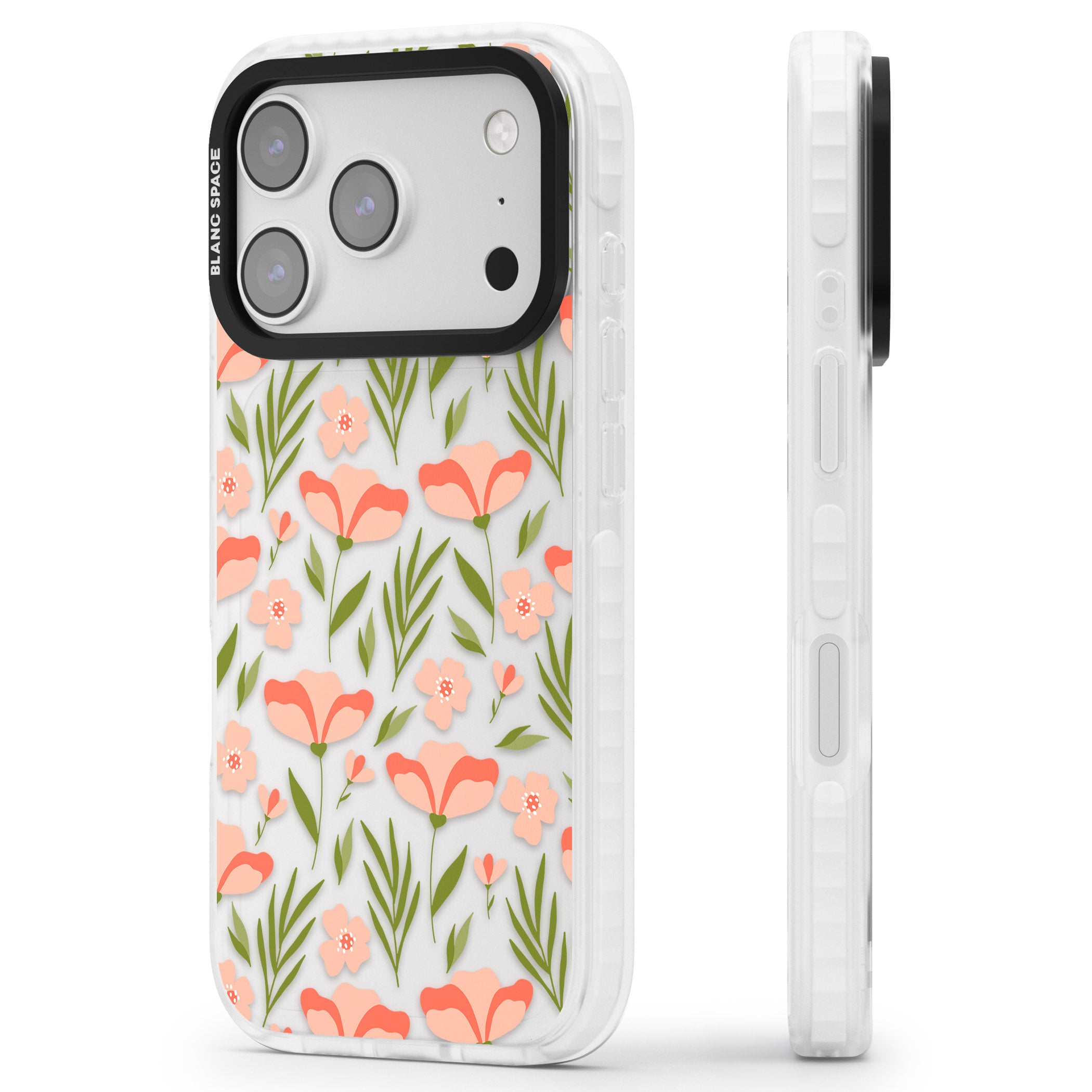 Blossom Bloom iPhone 17 Pro Max Impact Clear Phone Case Side Profile
