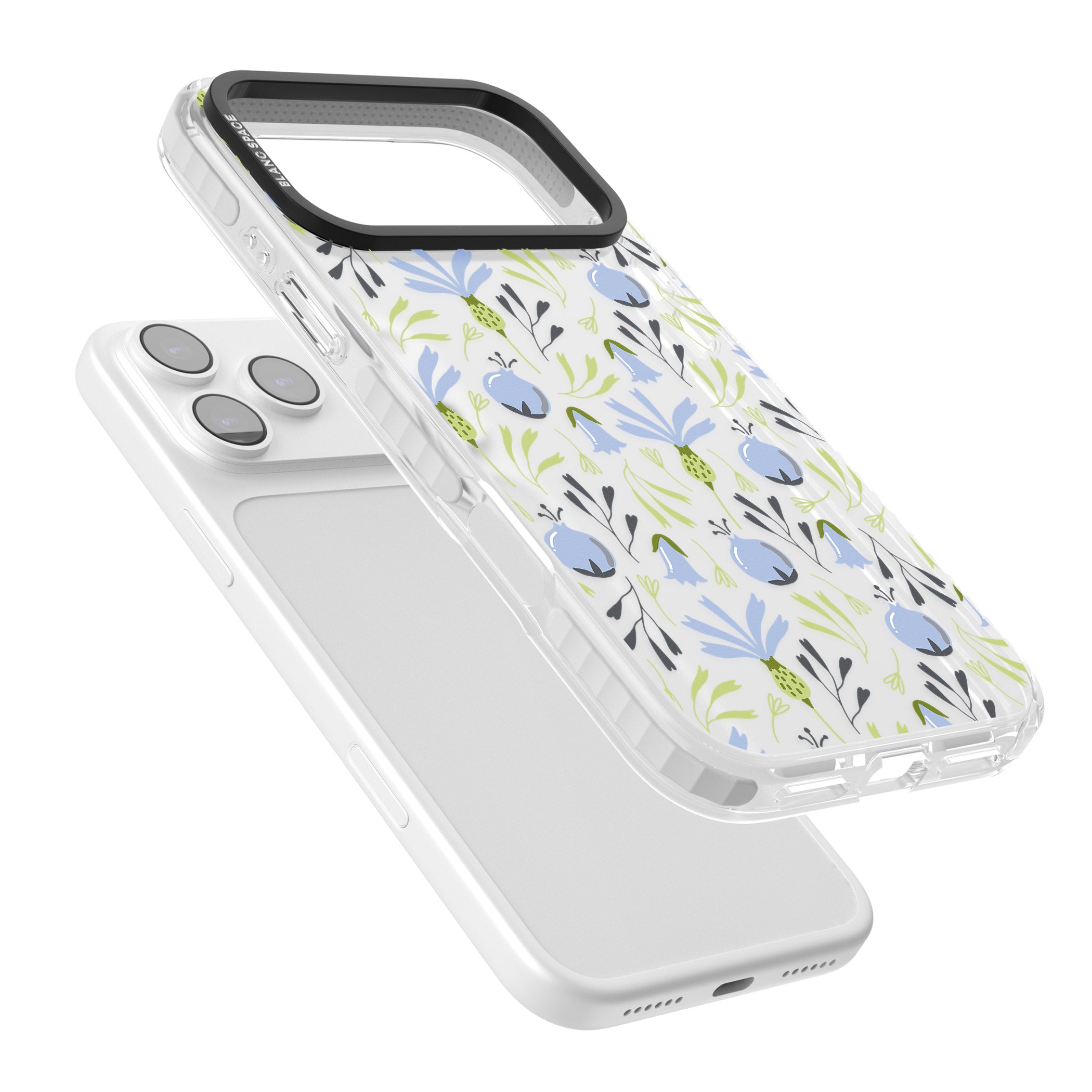 Blue Flora Bloom iPhone 17 Pro Impact Clear Phone Case Colours