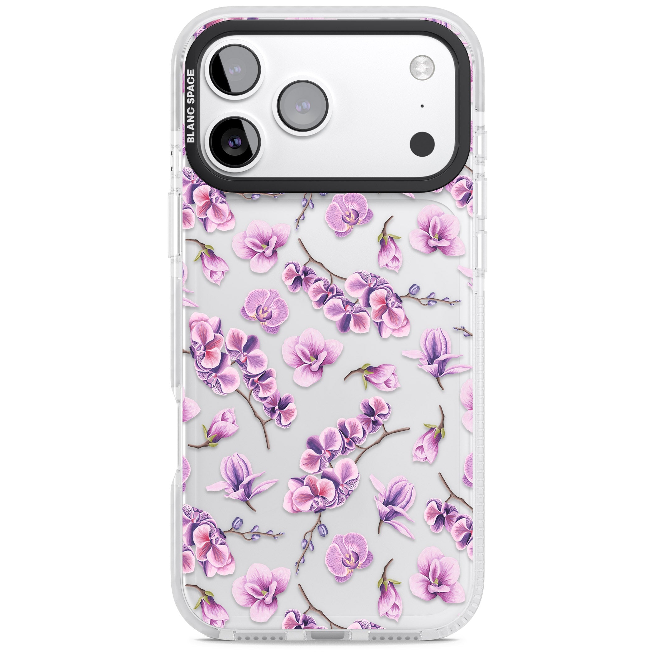 Purple Orchids Floral iPhone 17 Pro Impact Clear Phone Case