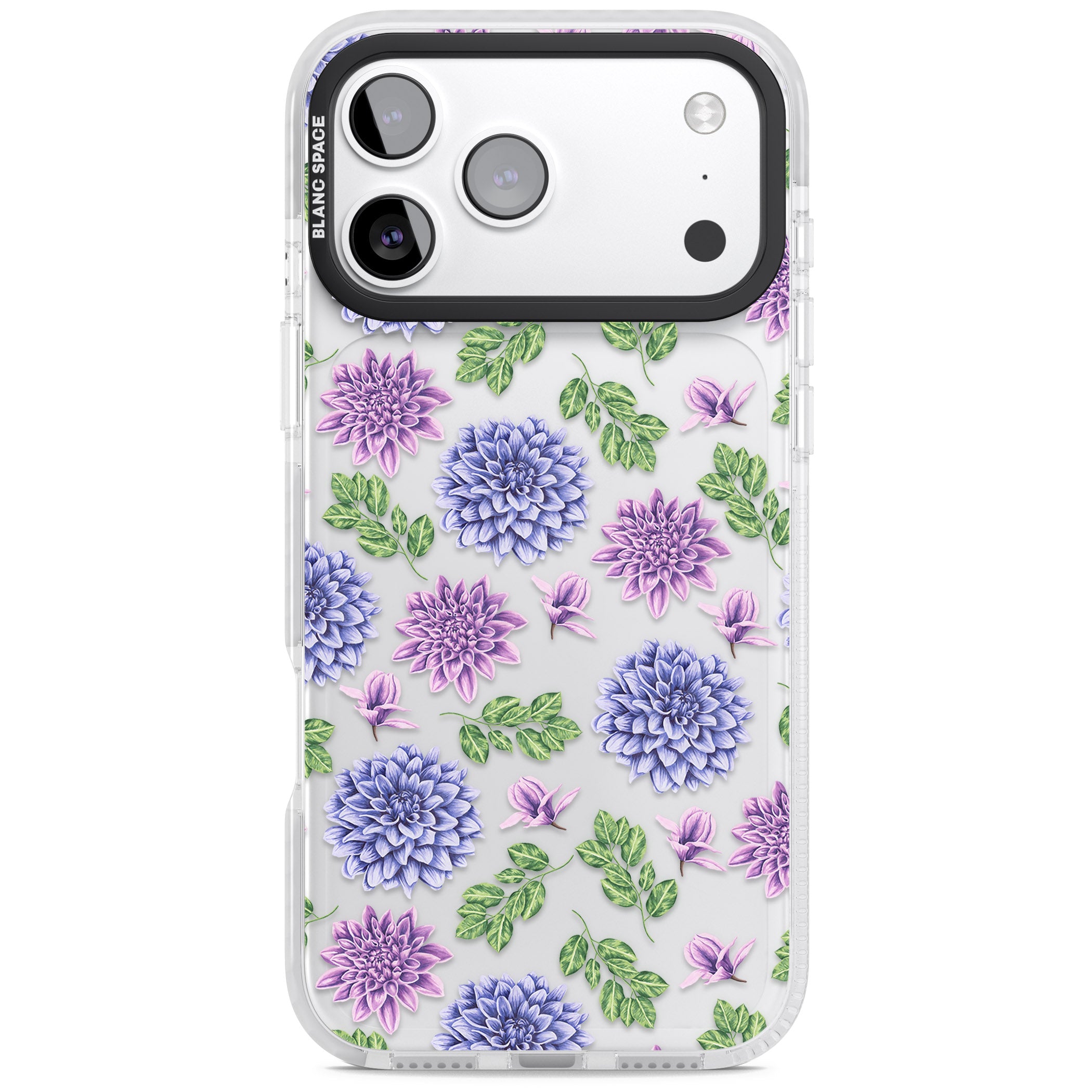 Purple Dahlias Floral iPhone 17 Pro Impact Clear Phone Case