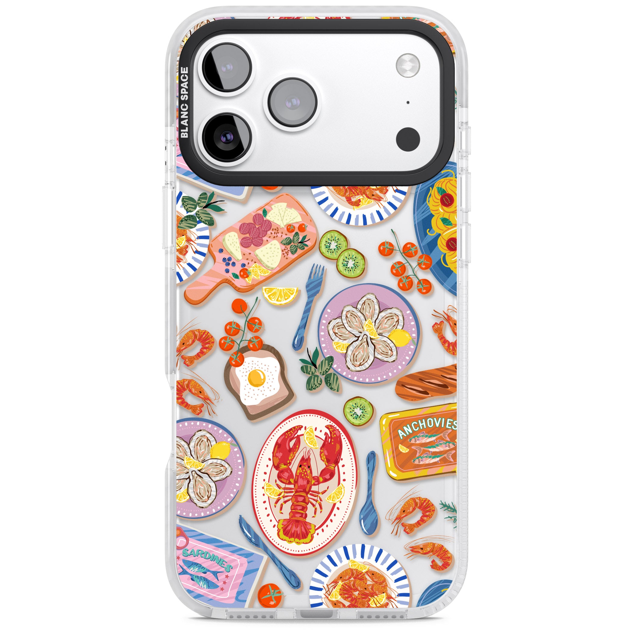 Seafood Pattern iPhone 17 Pro Impact Clear Phone Case