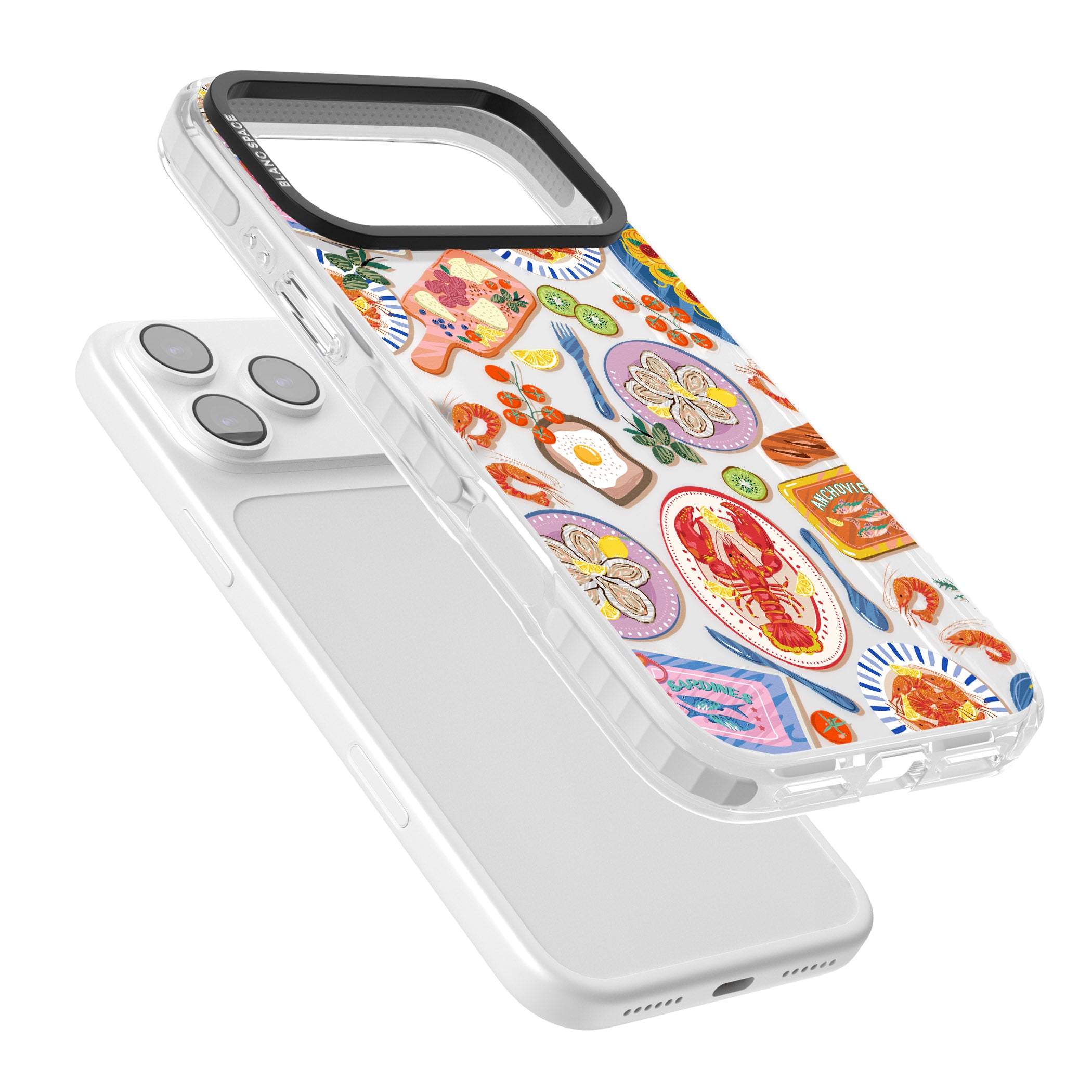 Seafood Pattern iPhone 17 Pro Impact Clear Phone Case Colours