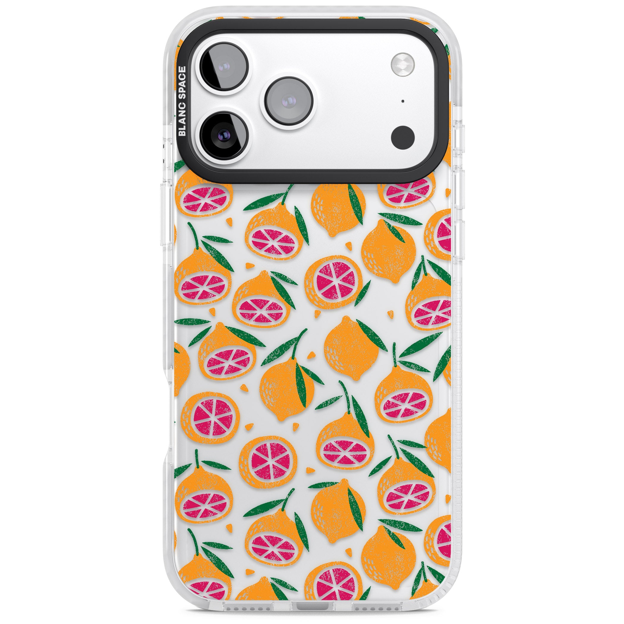 Blood Orange Fruit Pattern Transparent iPhone 17 Pro Impact Clear Phone Case