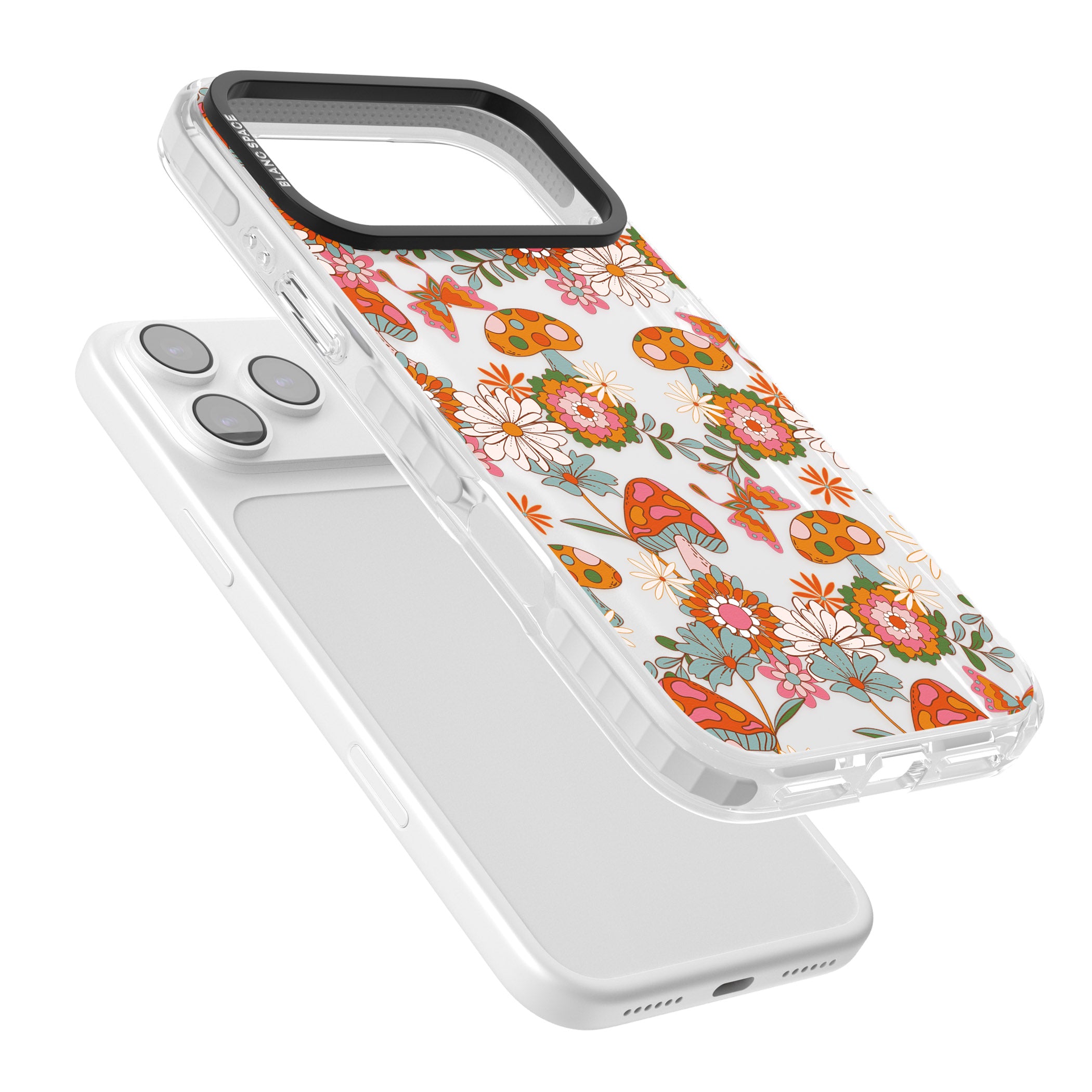 Groovy Shrooms & Flowers iPhone 17 Pro Impact Clear Phone Case Colours