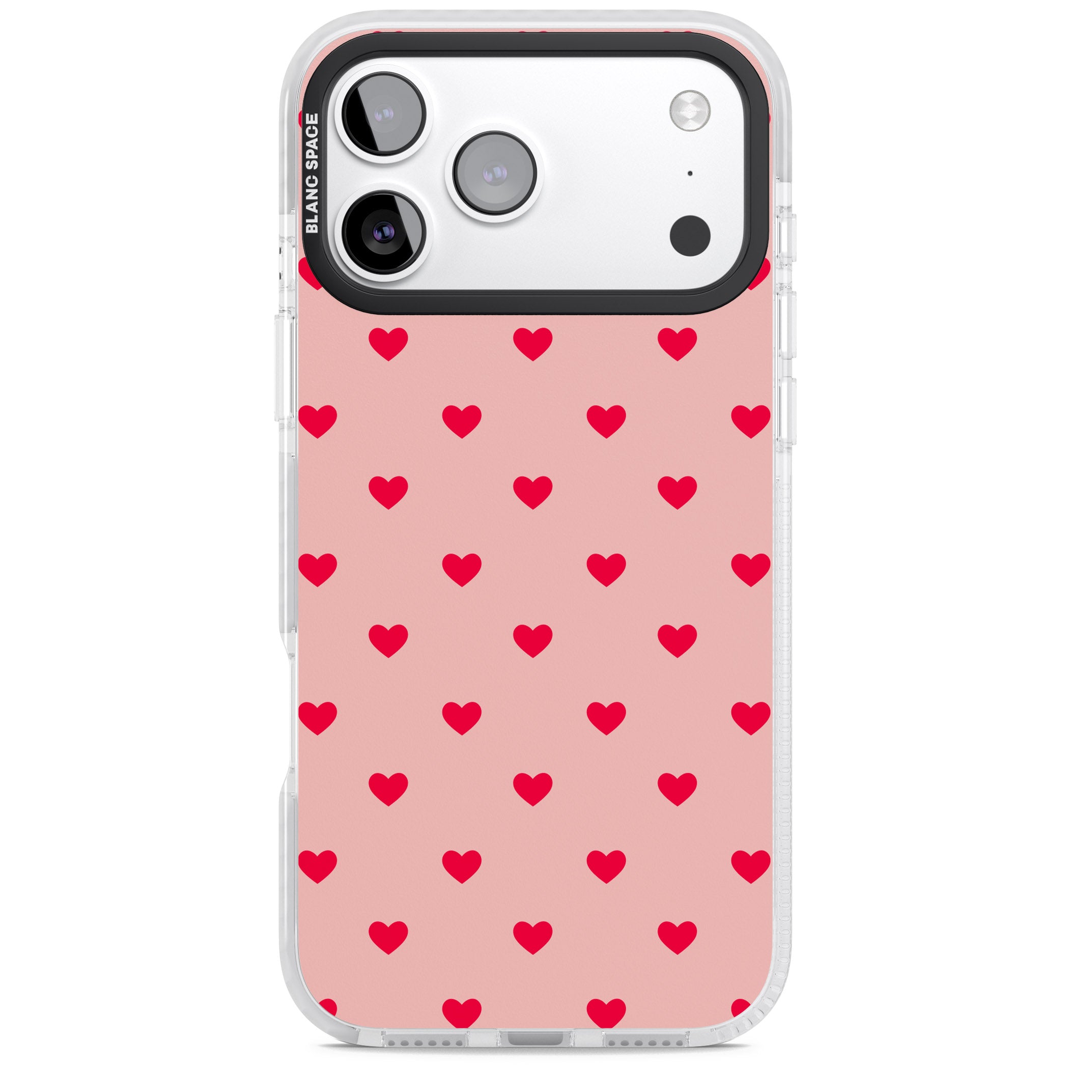 Small Heart Pattern: Red & Pink iPhone 17 Pro Impact Clear Phone Case