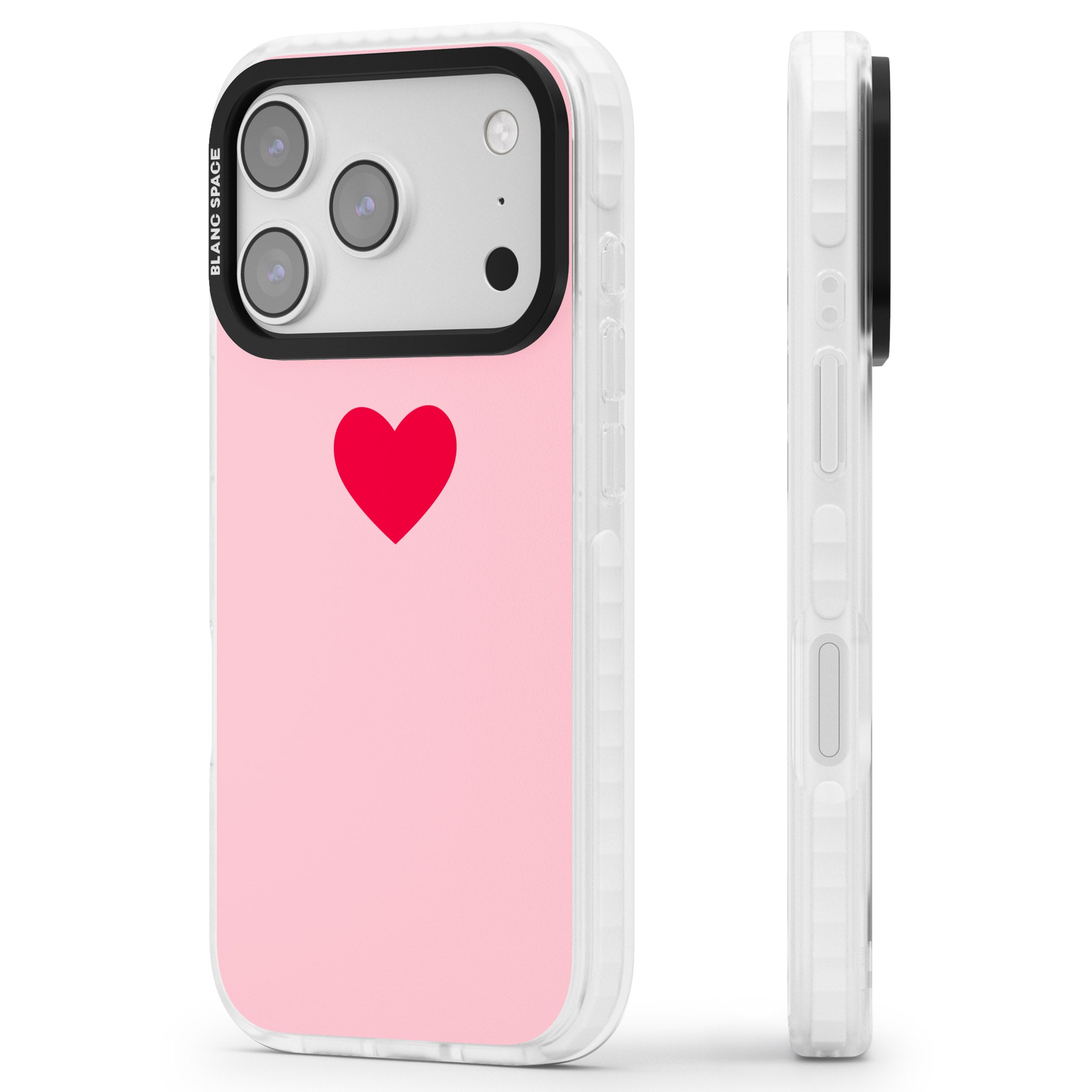 Red & Pink Heart iPhone 17 Pro Impact Clear Phone Case Side Profile