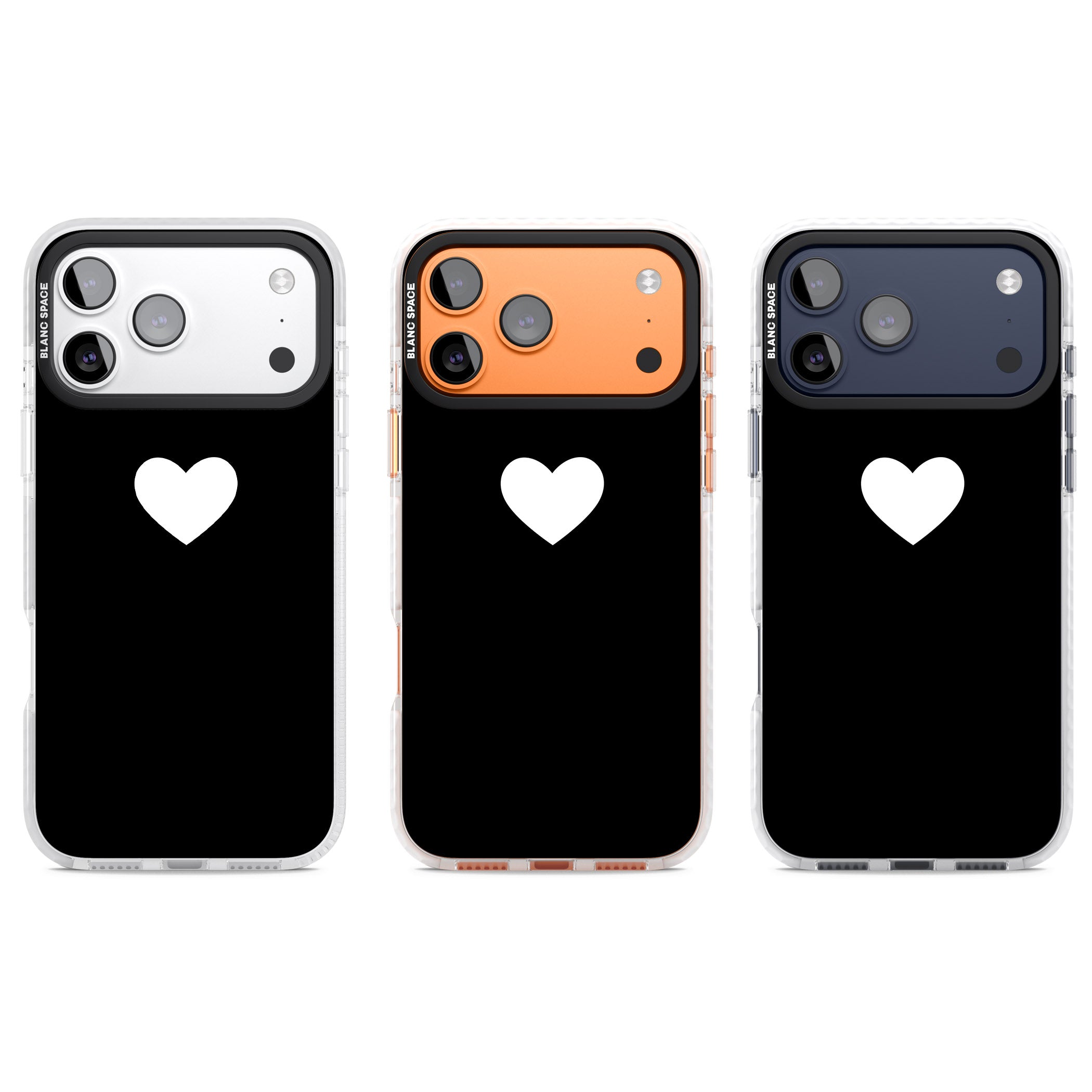 Single Heart Design: White & iPhone 17 Pro Impact Clear Phone Case APT Impact Protection