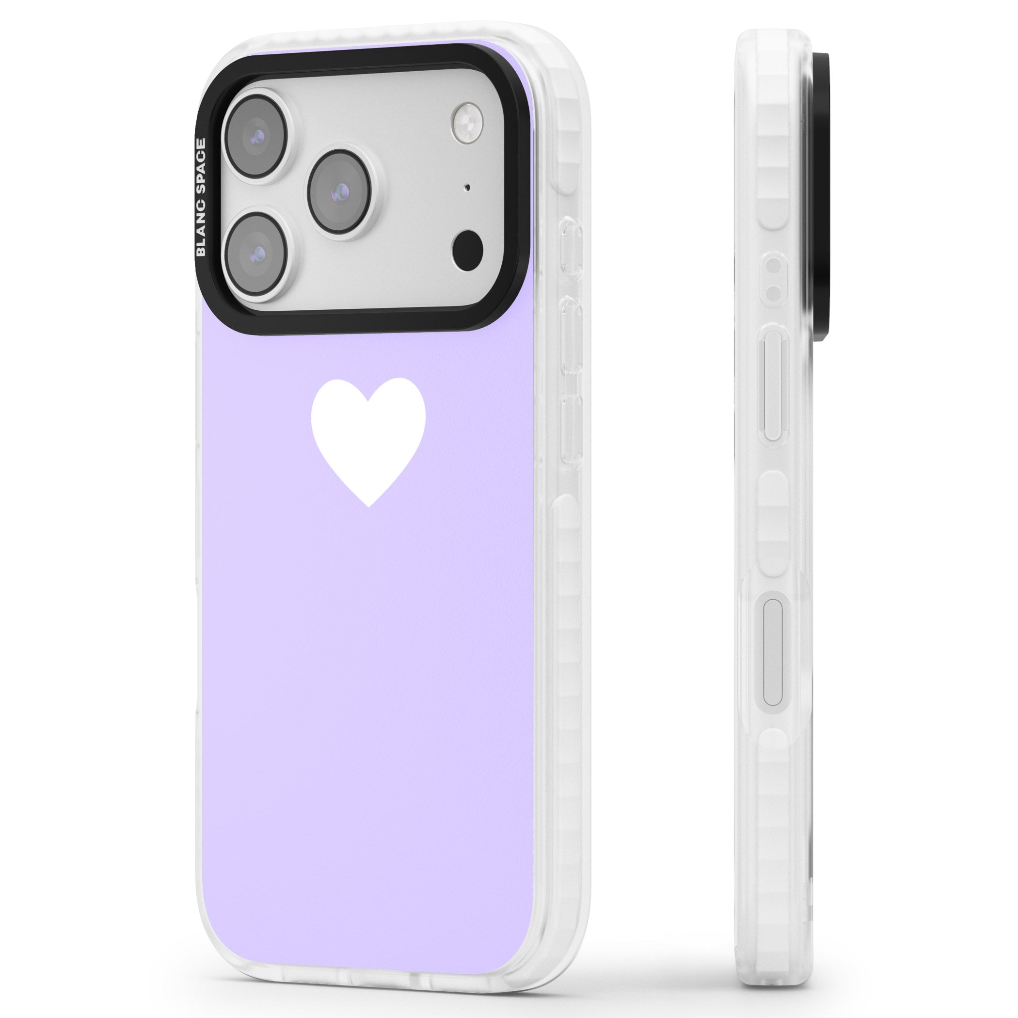 Pale Purple Heart iPhone 17 Pro Impact Clear Phone Case Side Profile