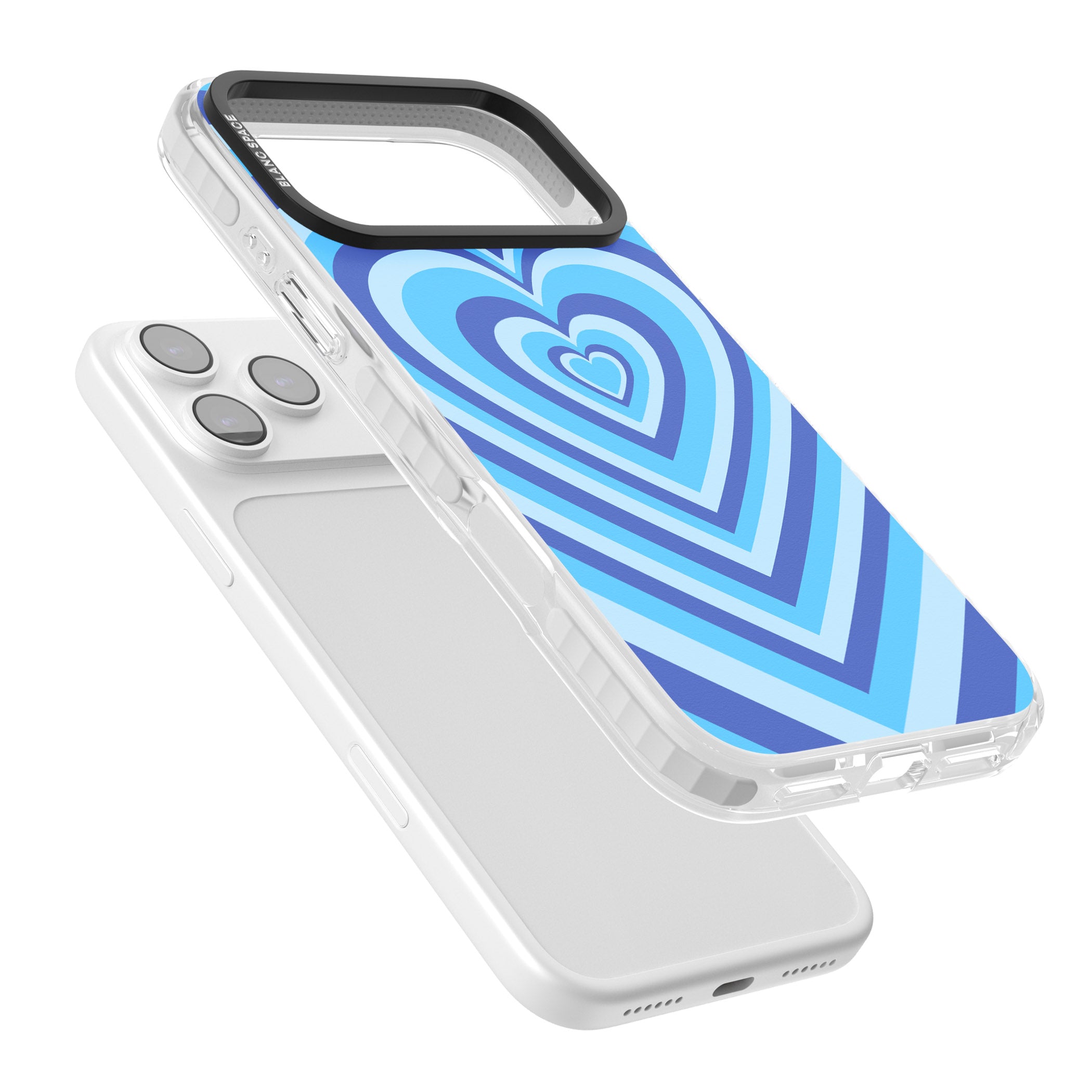 Blue Heart Illusion iPhone 17 Pro Impact Clear Phone Case Colours