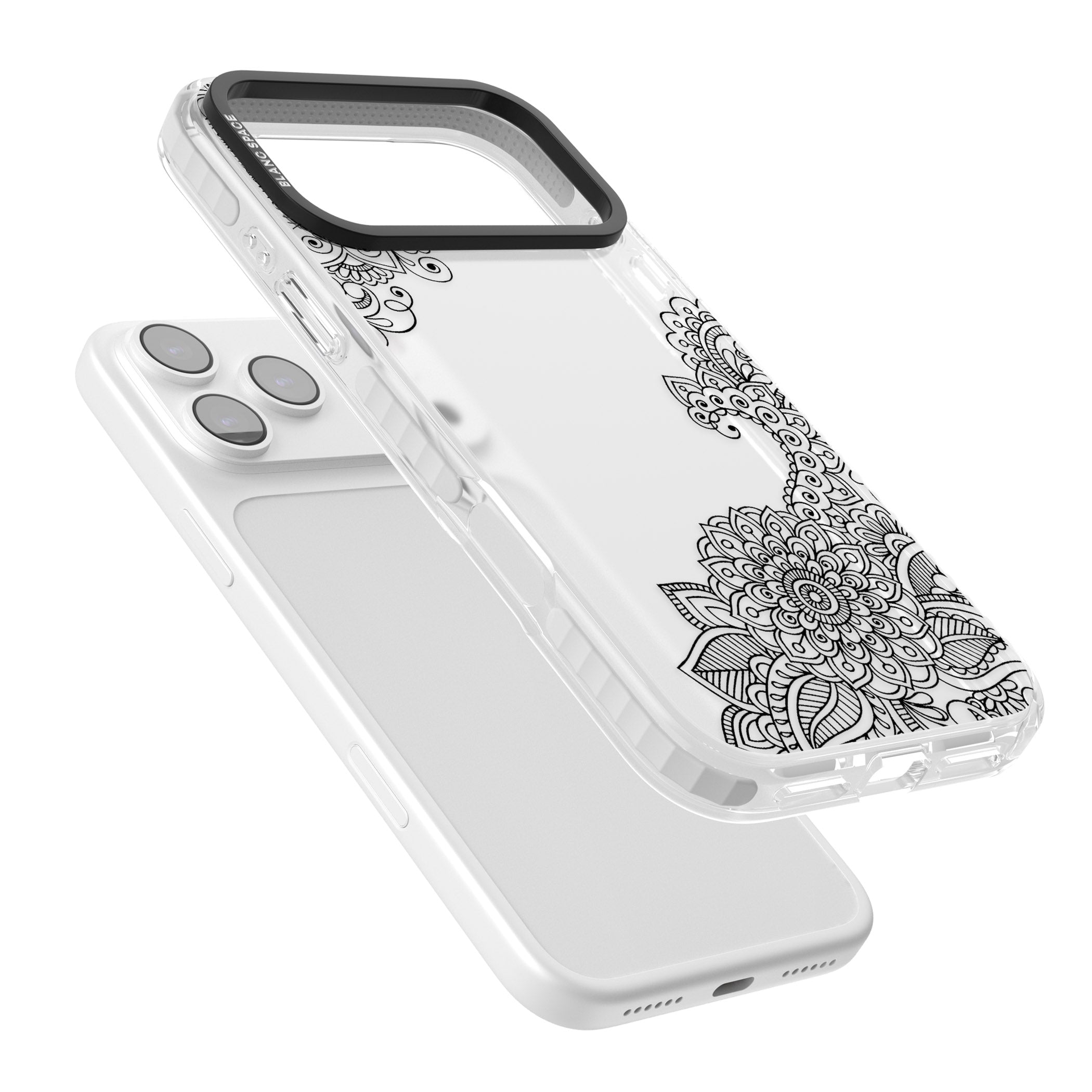 Black Henna Botanicals iPhone 17 Pro Impact Clear Phone Case Colours