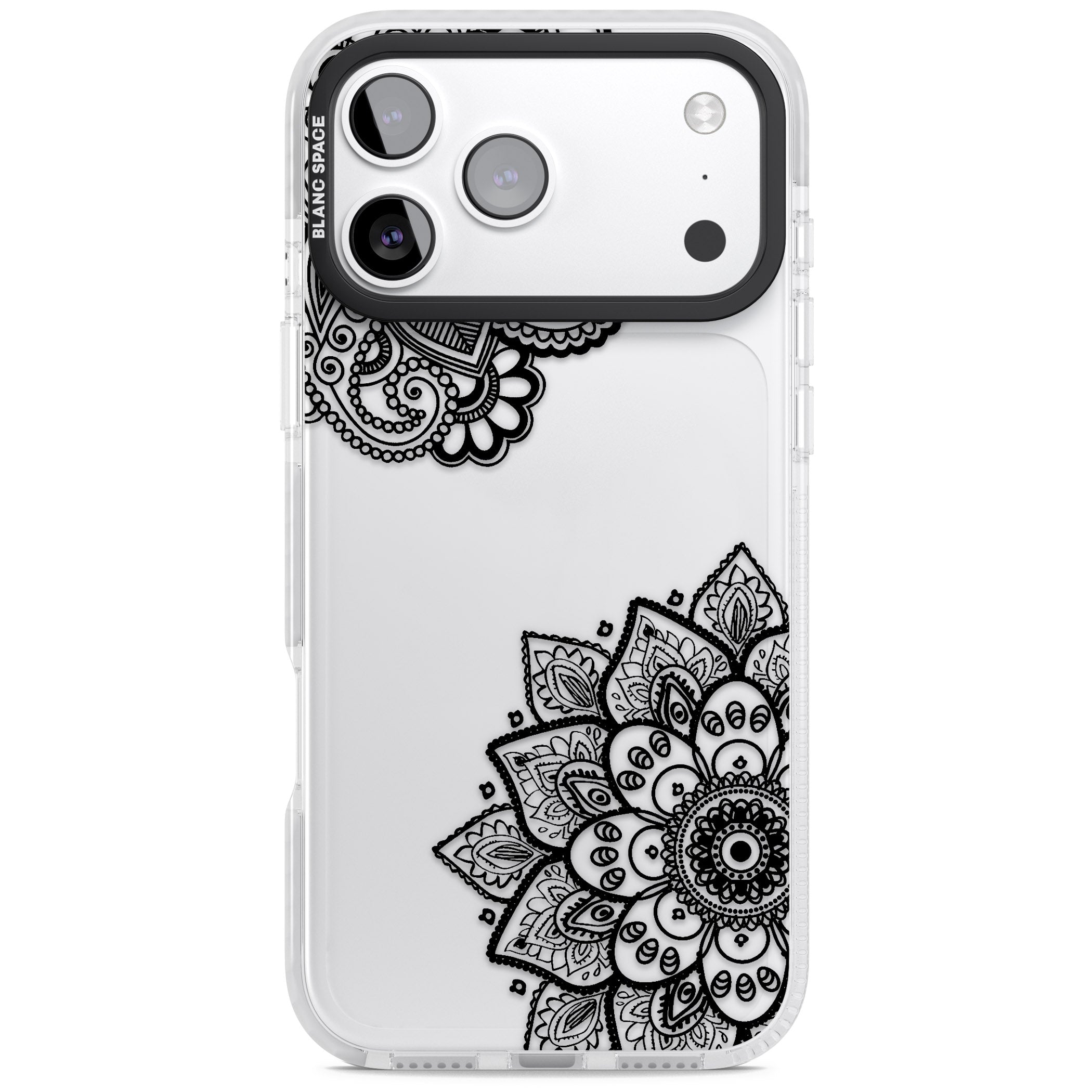 Black Henna Florals iPhone 17 Pro Impact Clear Phone Case