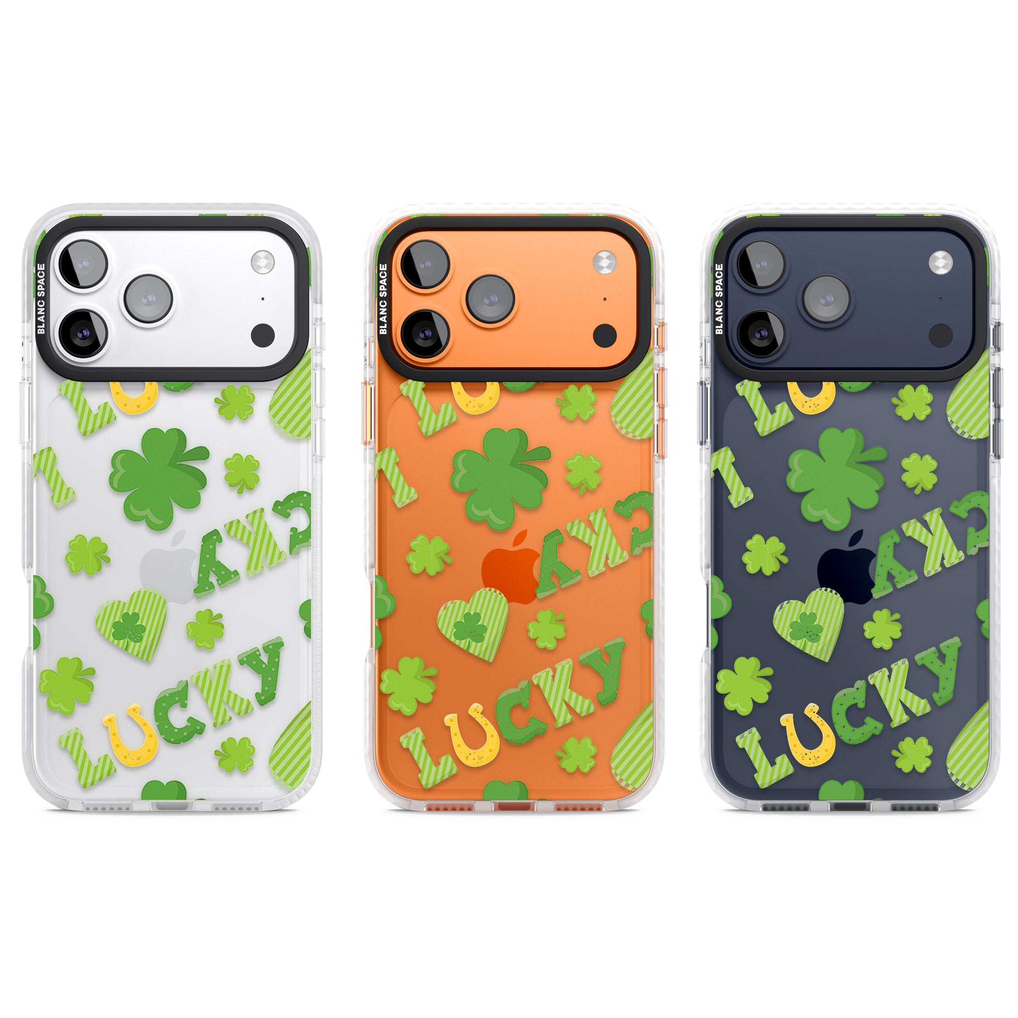 Lucky Irish Clover iPhone 17 Pro Impact Clear Phone Case APT Impact Protection