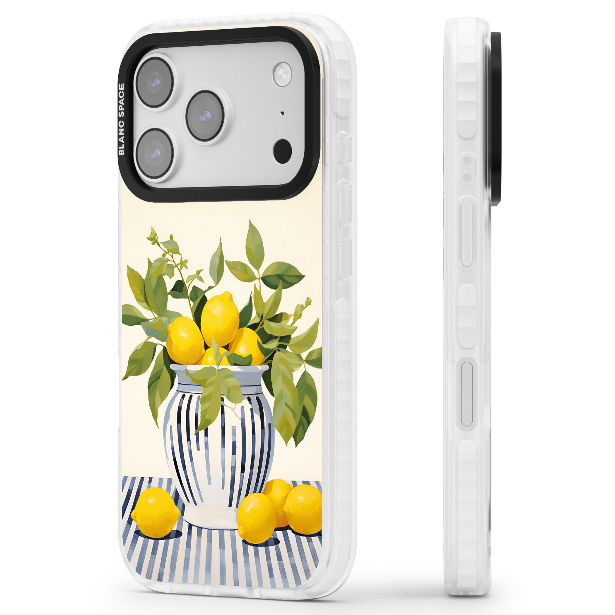 Lemon Plant Vase iPhone 17 Pro Impact Clear Phone Case Side Profile