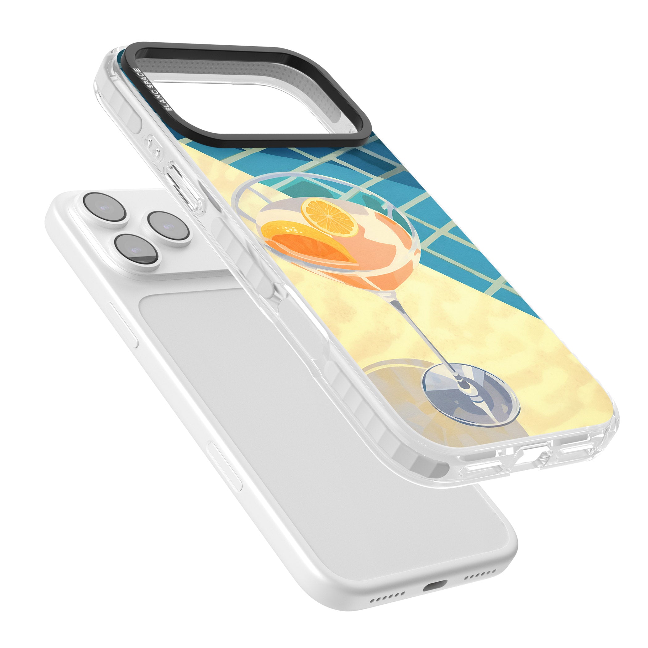 Poolside Citrus Cocktail iPhone 17 Pro Impact Clear Phone Case Colours