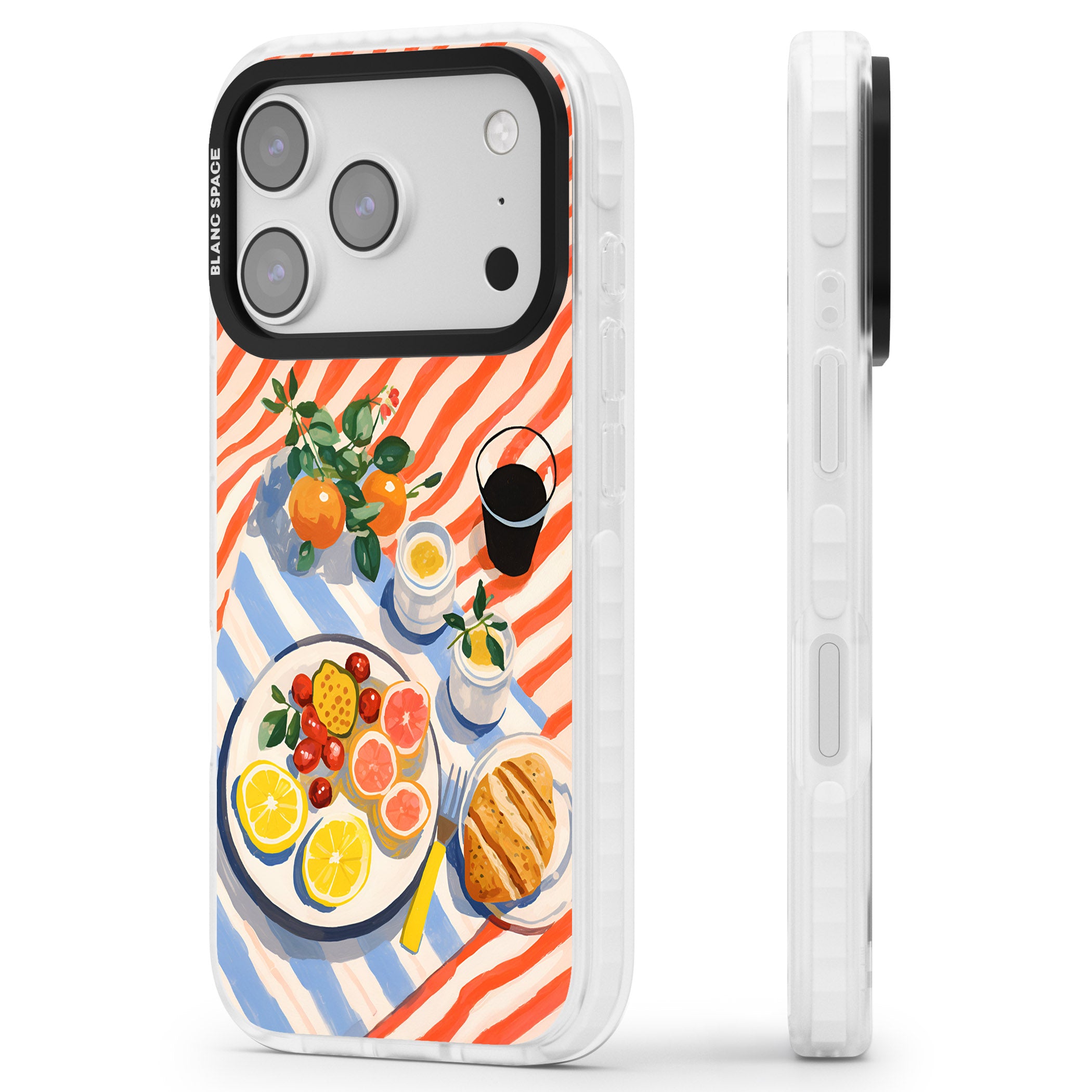 Citrus Picnic iPhone 17 Pro Impact Clear Phone Case Side Profile