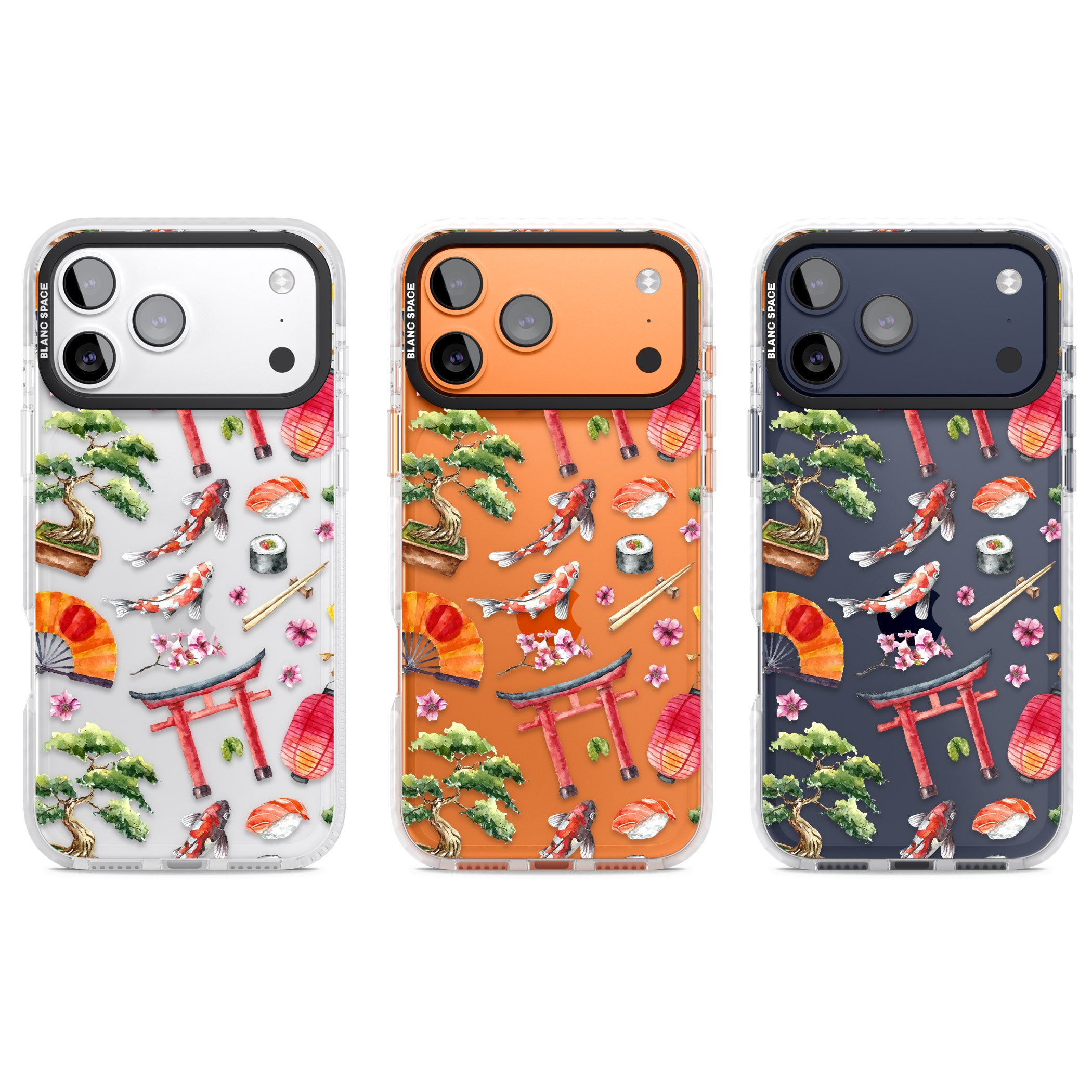 Japanese Watercolor iPhone 17 Pro Impact Clear Phone Case APT Impact Protection