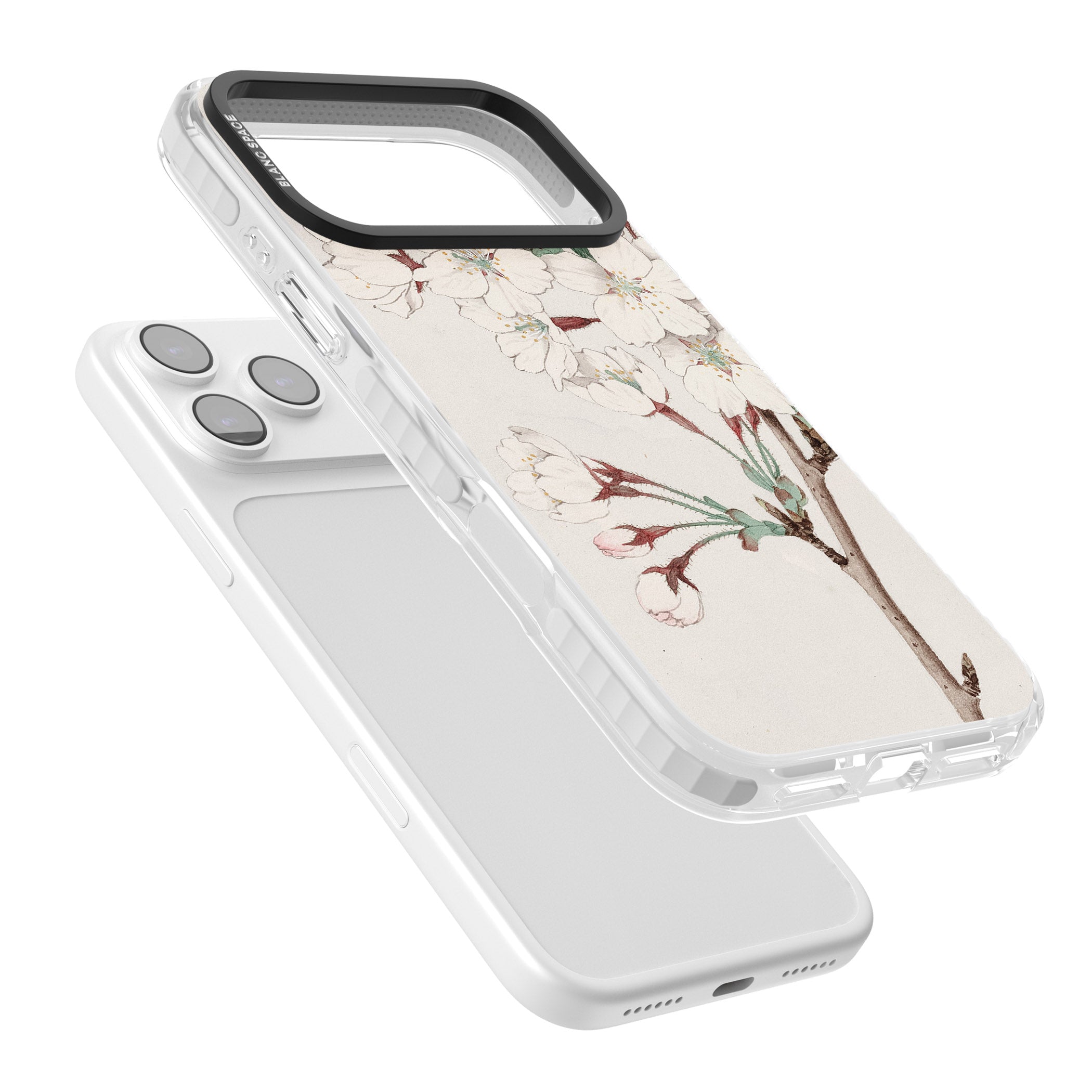 Vintage Japanese Illustrations Cherry Blossoms iPhone 17 Pro Impact Clear Phone Case Colours