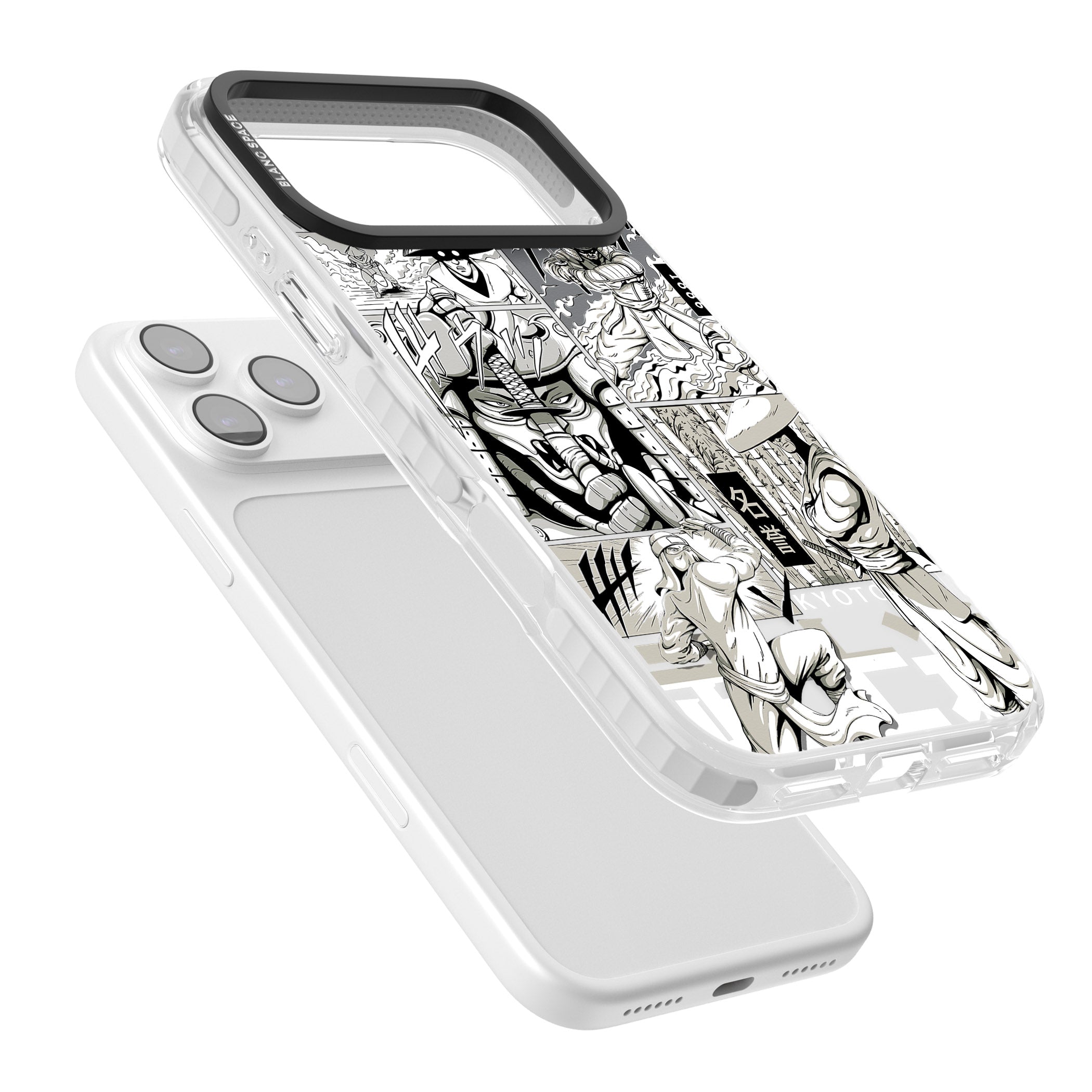 Greyscale Anime Comic iPhone 17 Pro Impact Clear Phone Case Colours