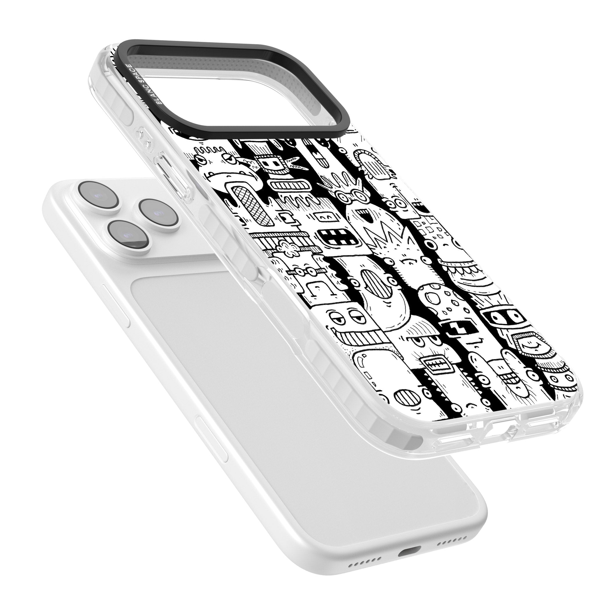 Monochrome Heads iPhone 17 Pro Impact Clear Phone Case Colours